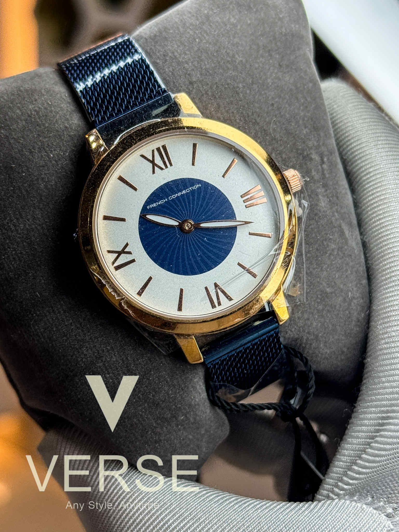 French Connection FCN00027D Women’s White & Blue Dial Watch with Blue Mesh Strap| French Connection FCN00027D