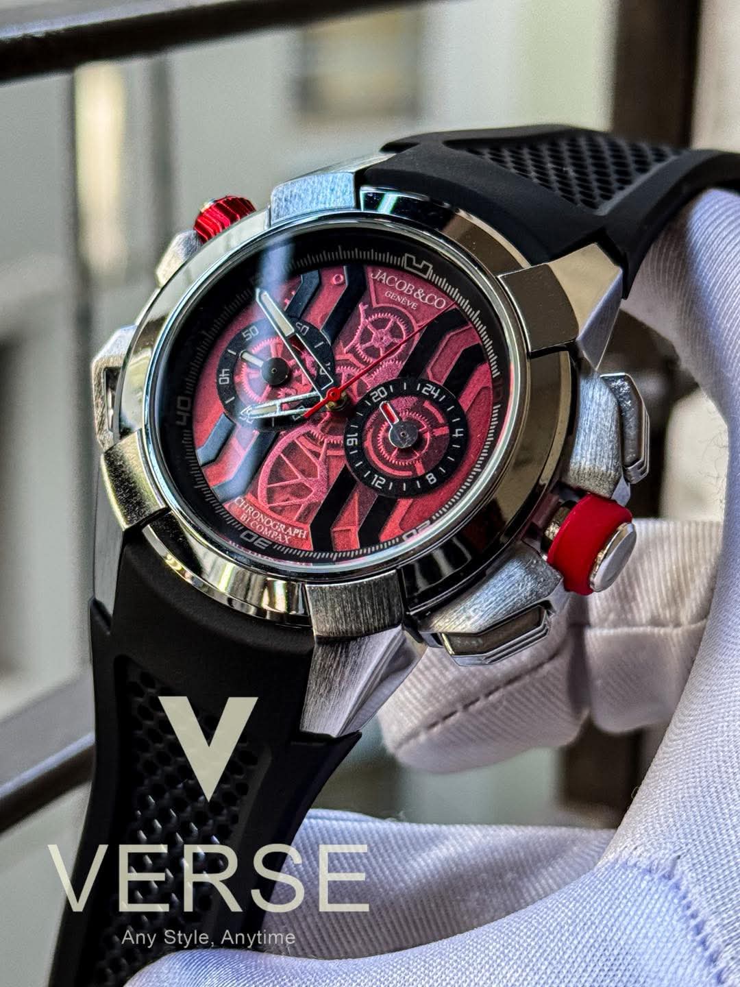 JACOB & CO EPICxCHRONO Black Belt Red Dial AA