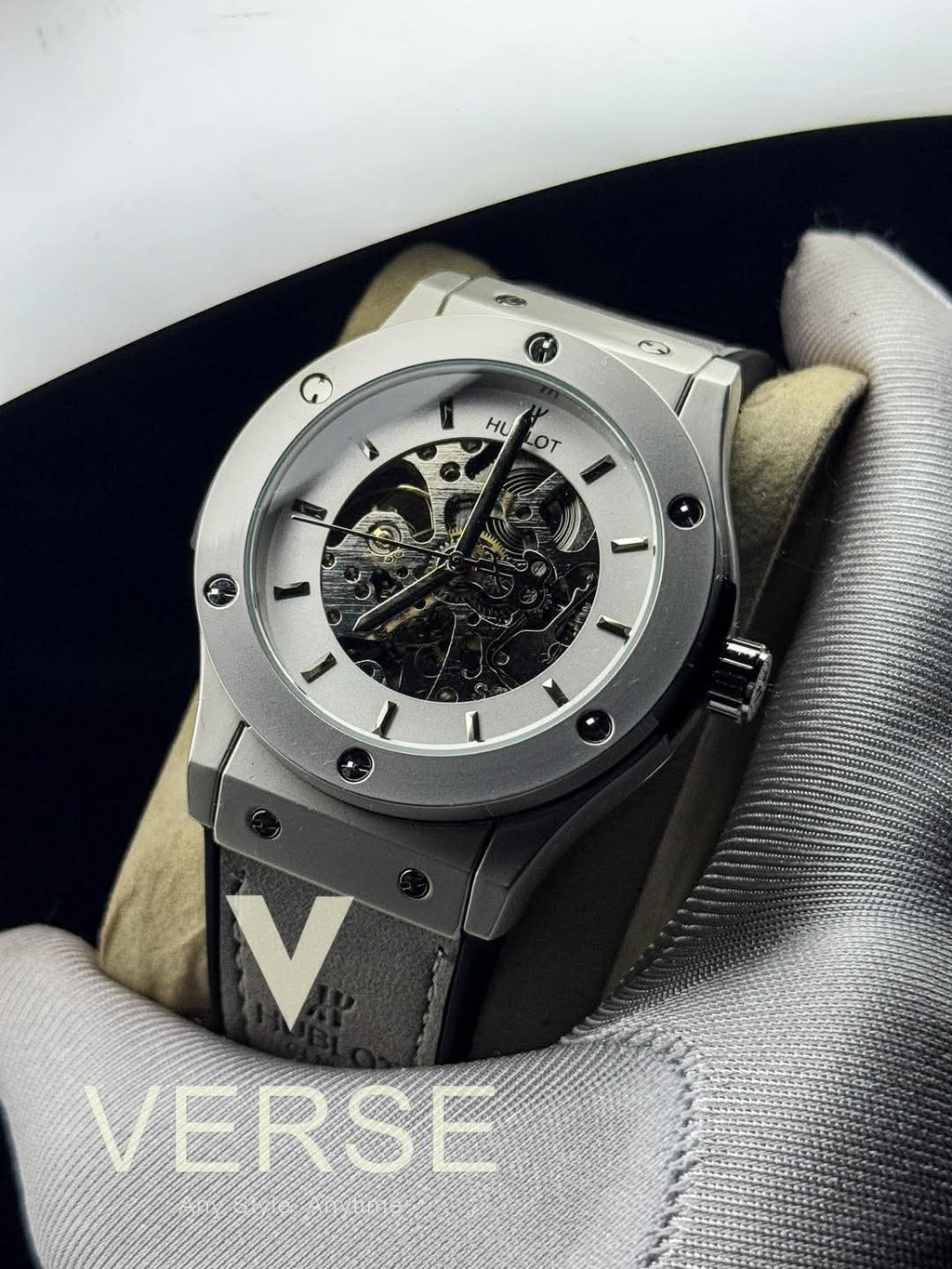 Hublot Automatic Grey Belt White Dial AA