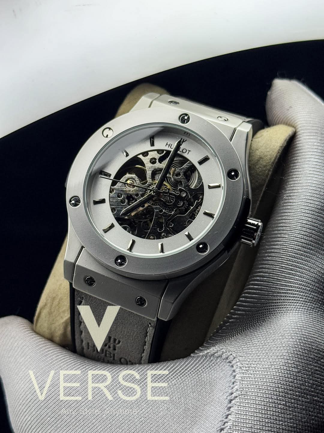 Hublot Automatic Grey Belt White Dial AA