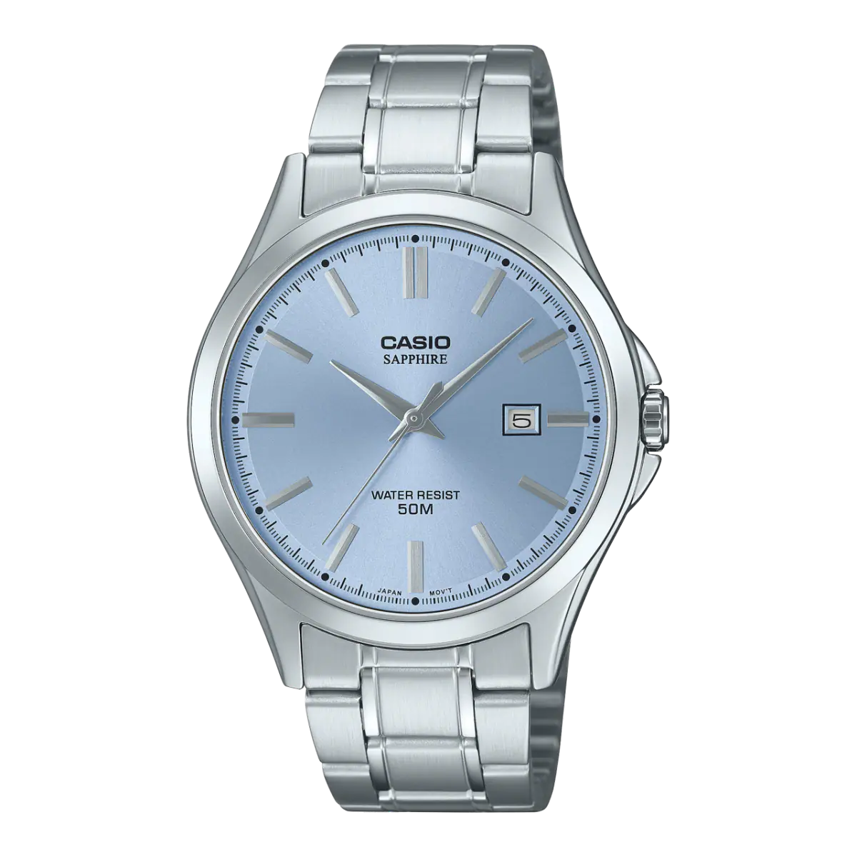 Casio MTS-115D-2A2V Sapphire Ice Blue Dial Men's Stainless Steel Watch | Casio MTS-115D-2A2V