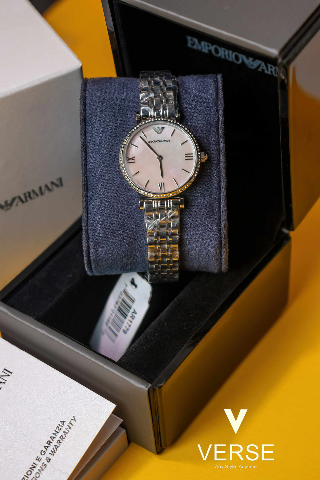 Emporio Armani AR1779 Women’s Pink Mother-of-Pearl Dial Stainless Steel Watch| Emporio Armani AR1779
