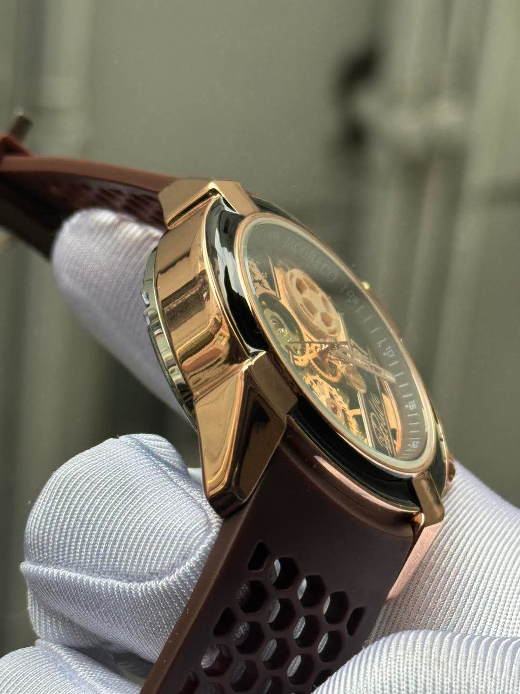 JACOB & CO CR7 Automatic Brown Belt Rose Gold Case AA