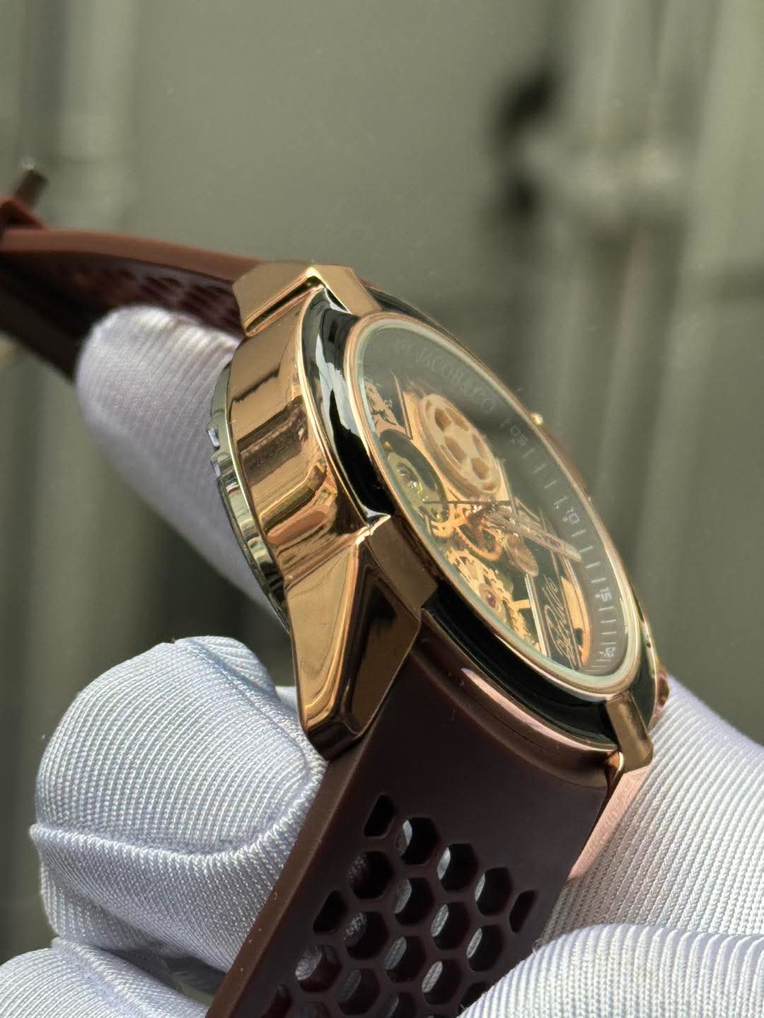 JACOB & CO CR7 Automatic Brown Belt Rose Gold Case AA
