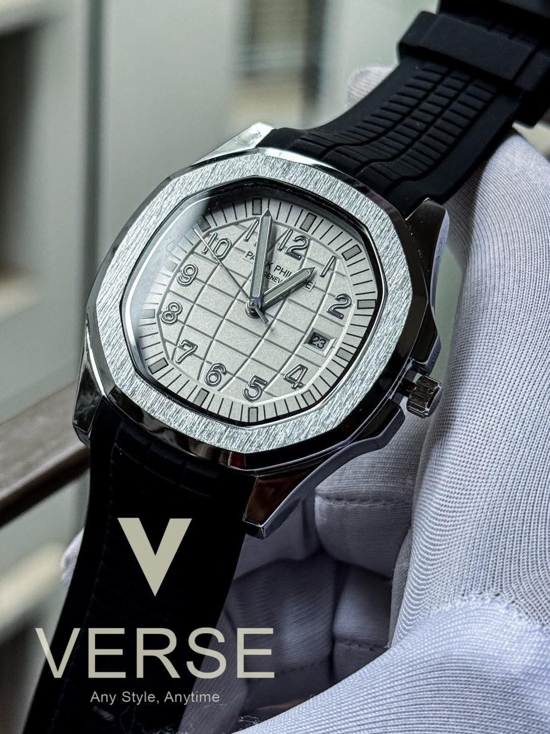 Patek Philippe Aquanaut Black Belt White Dial AA