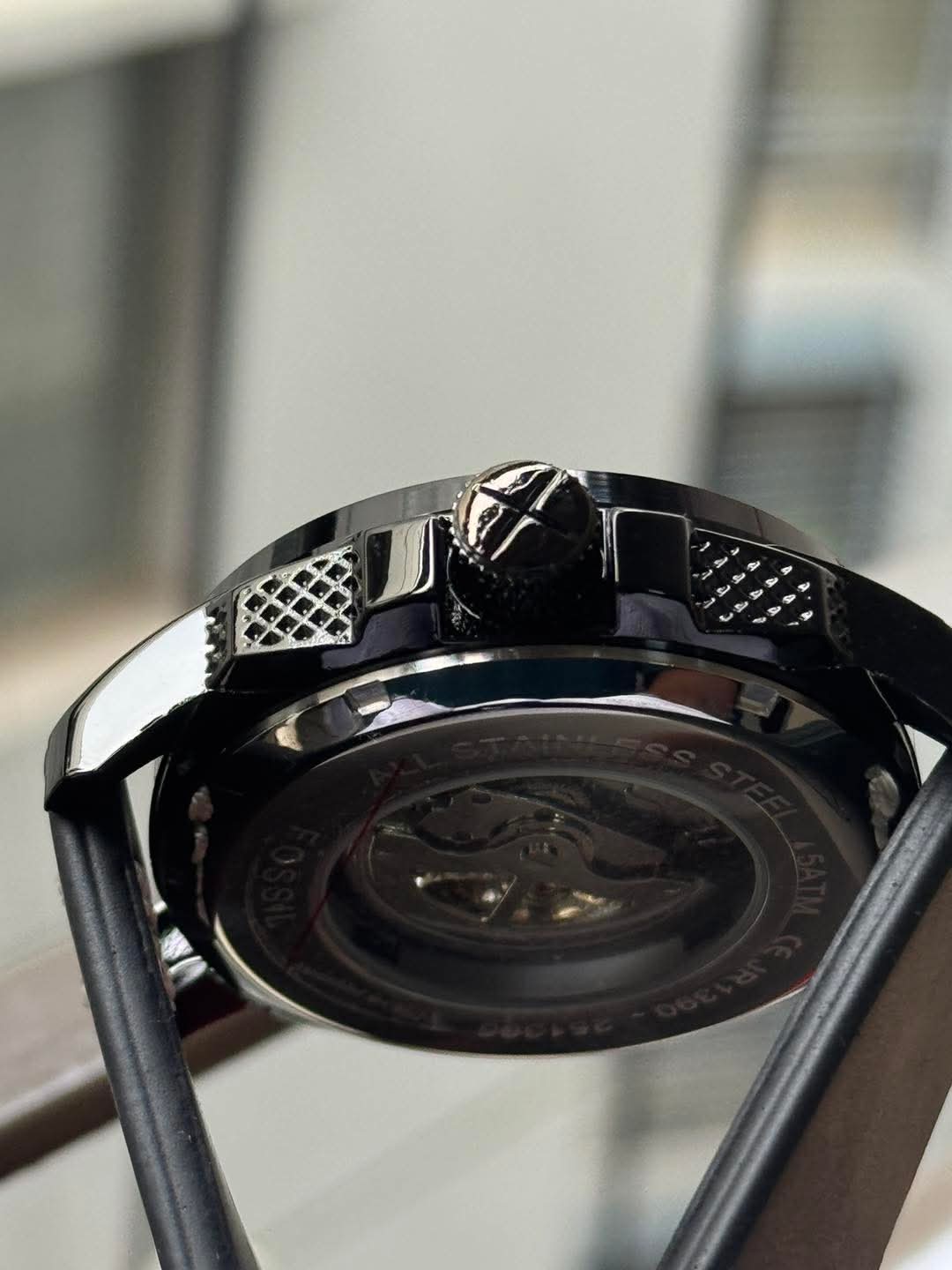 Fossil Automatic Black Belt Big Black Dial AA