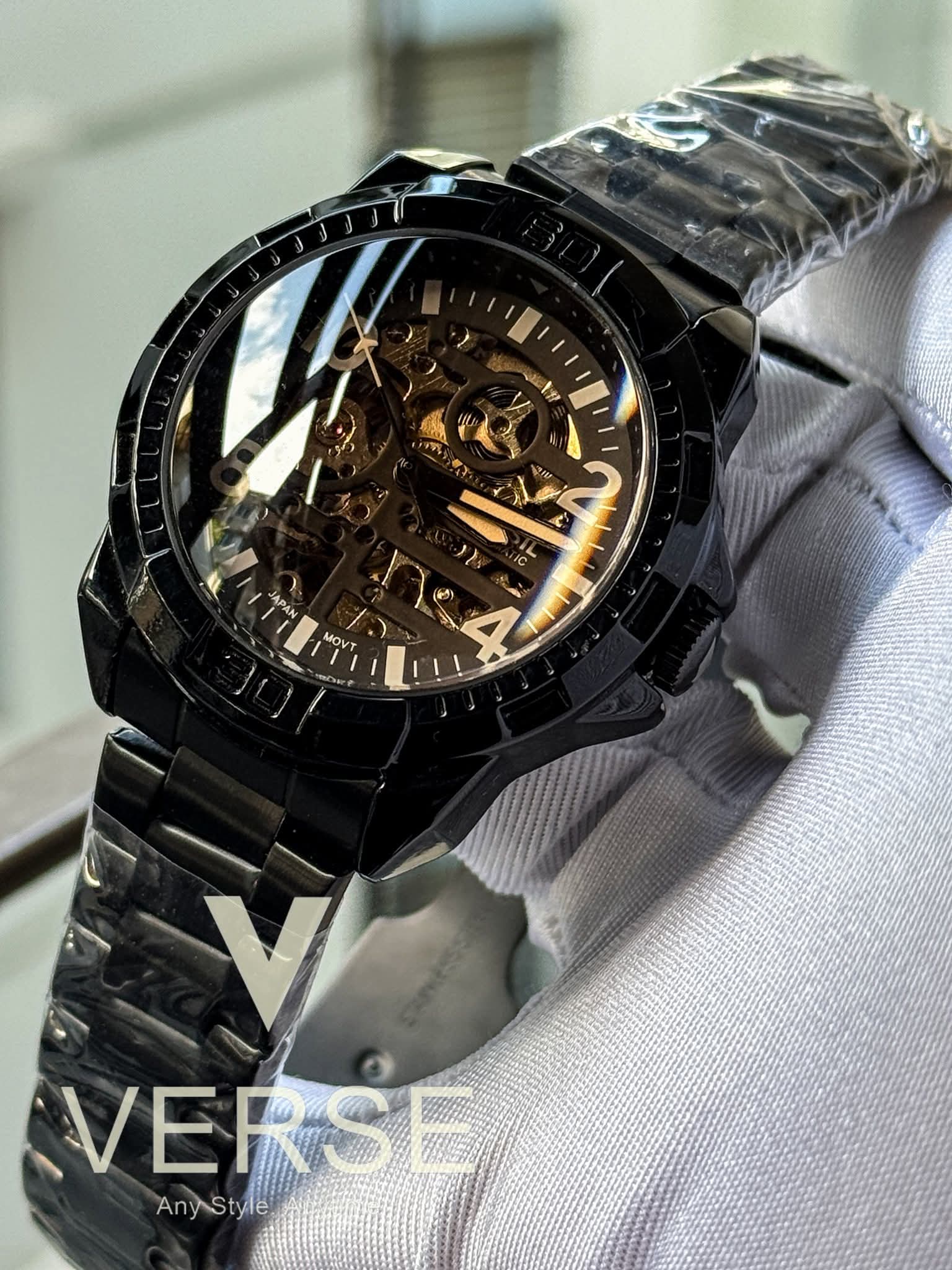 Fossil Automatic Black Chain Brown Dial AA