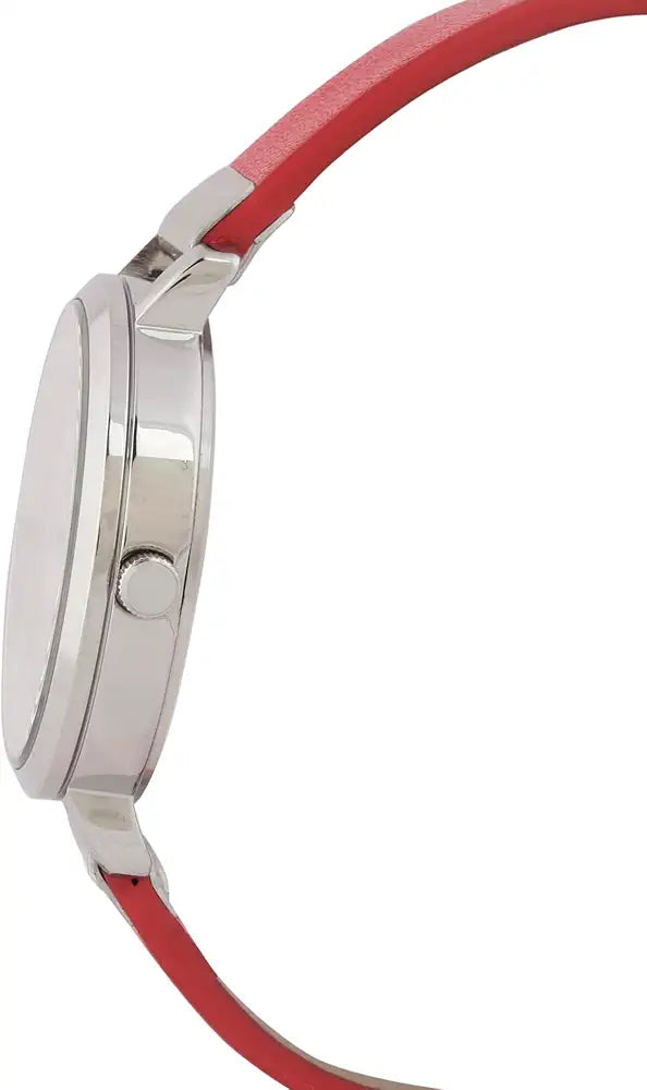 Daniel Klein DK.1.12492-5 Women’s Silver Textured Dial Watch with Red Leather Strap| Daniel Klein DK.1.12492-5