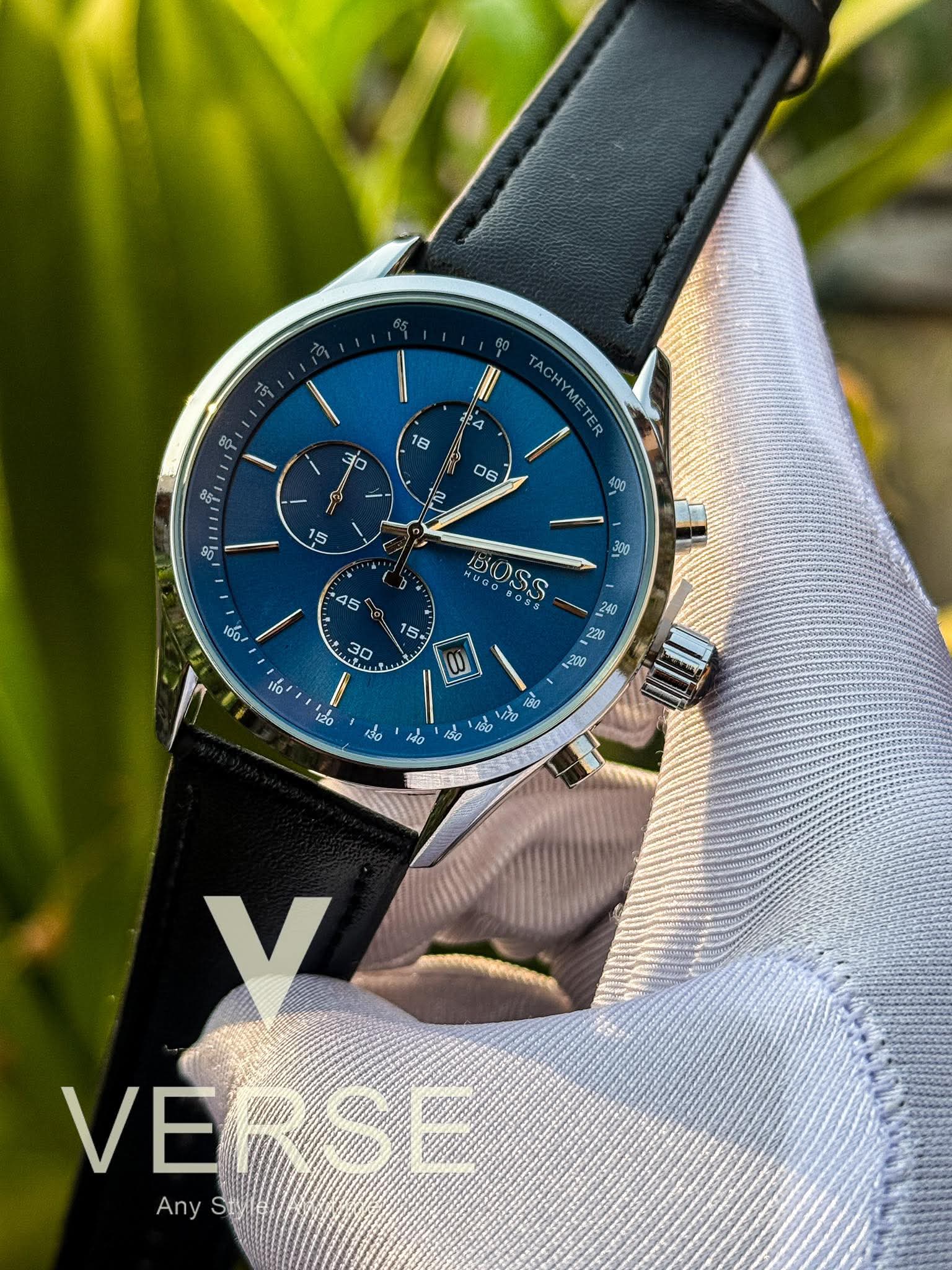 Hugo Boss Grand Prix Chronograph Black Belt Blue Dial AA