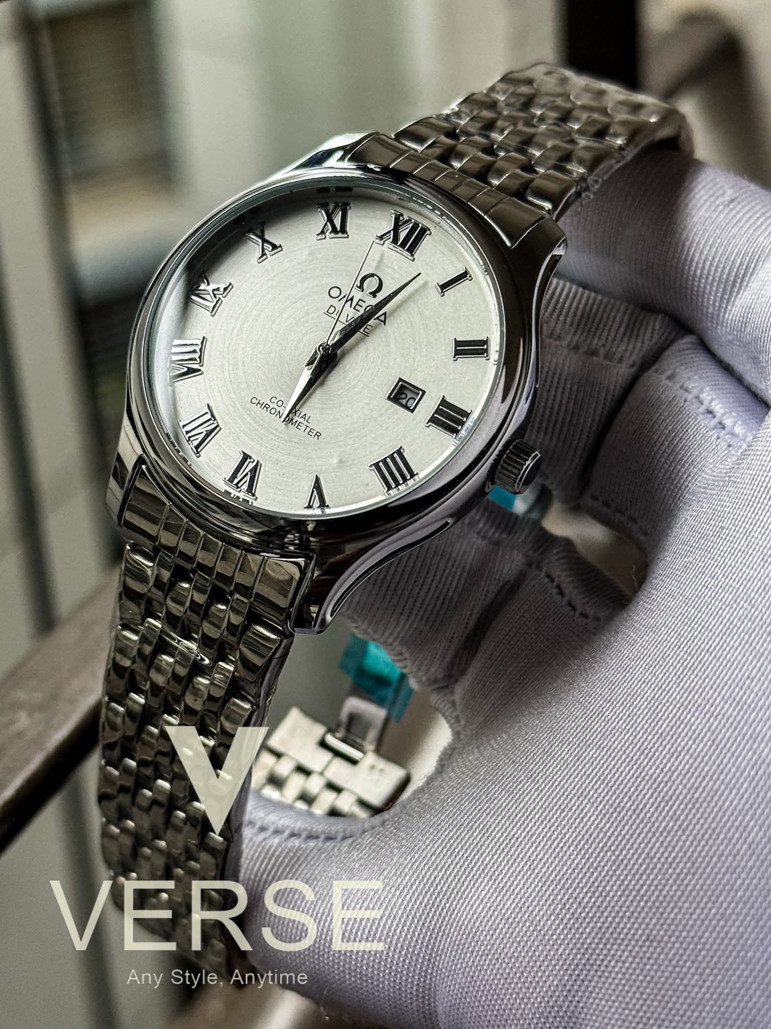 Omega De Ville Silver Chain White Dial Sweep AA