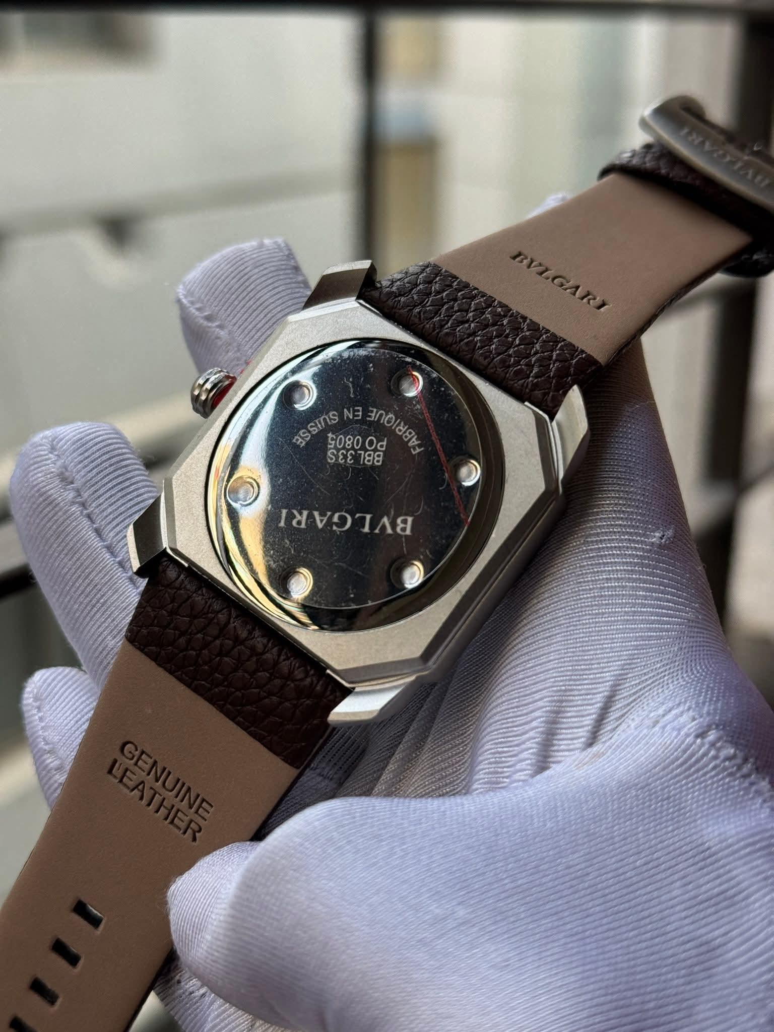 BVLGARI Octo Finissimo Black Belt Black Arabic Dial Matte Silver Case AA