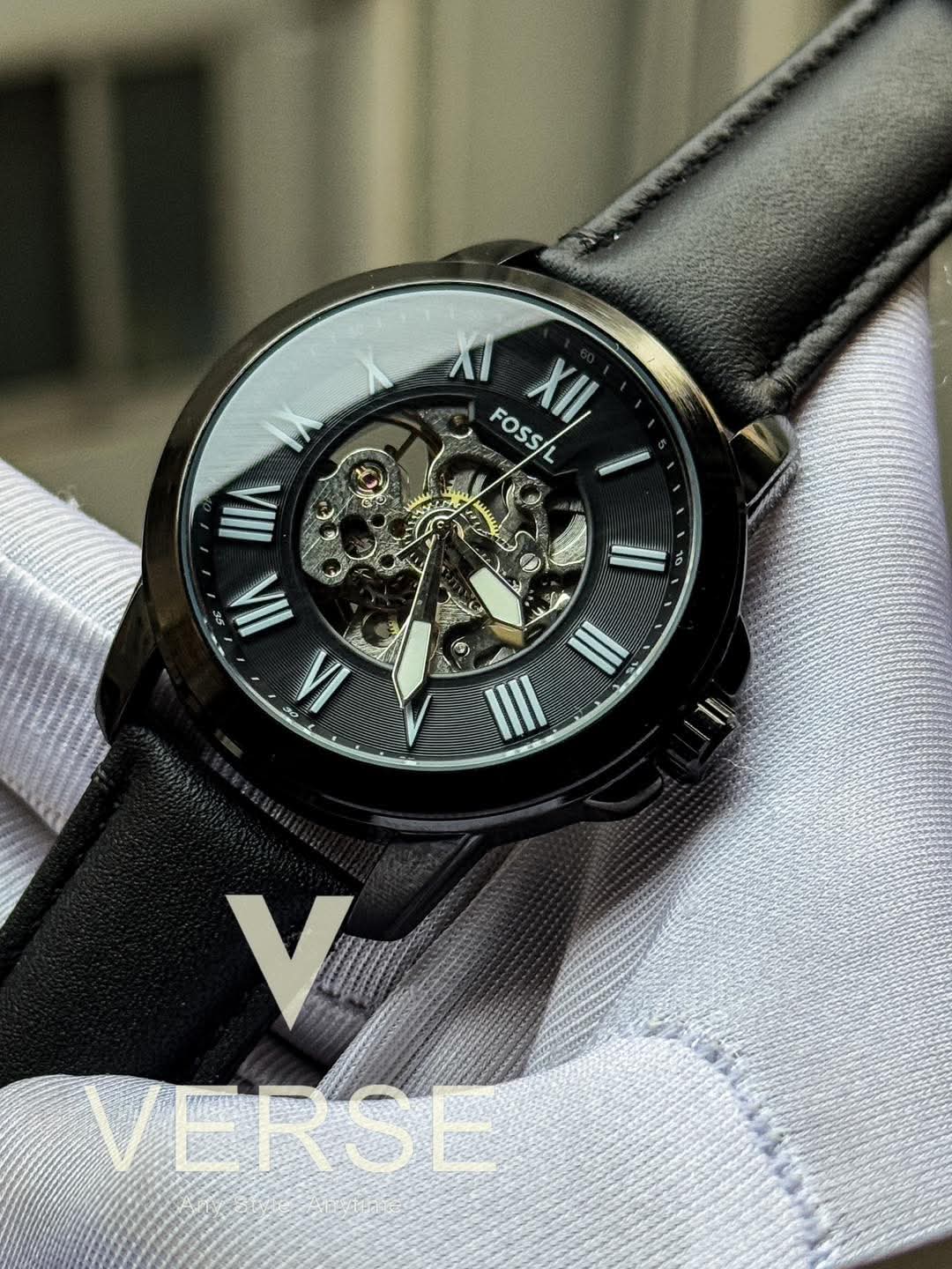 Fossil Automatic Black Belt Black Dial AA