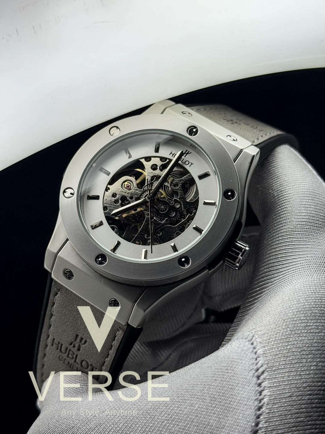 Hublot Automatic Grey Belt White Dial AA