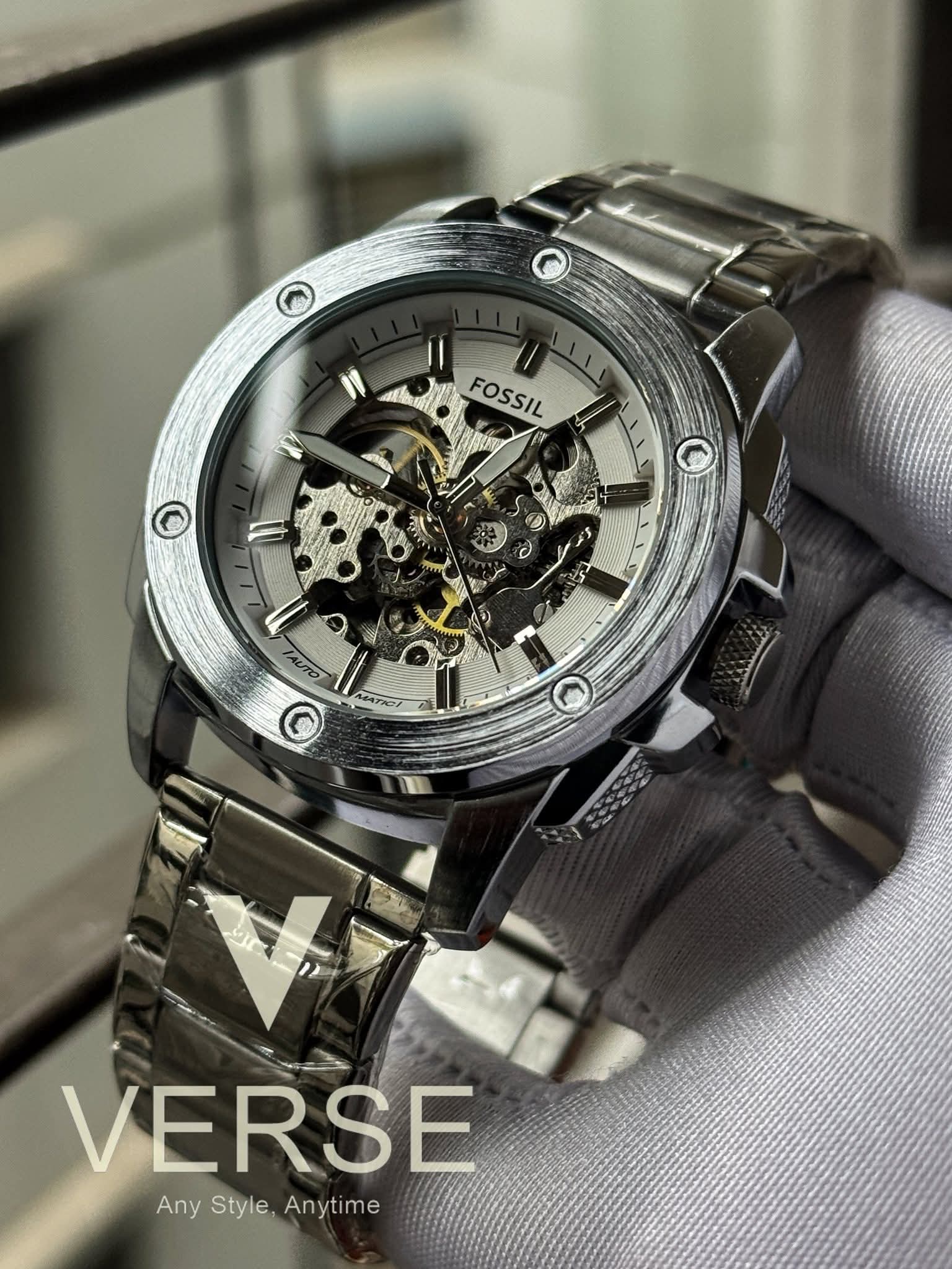 Fossil Automatic Silver Chain White Dial new AA