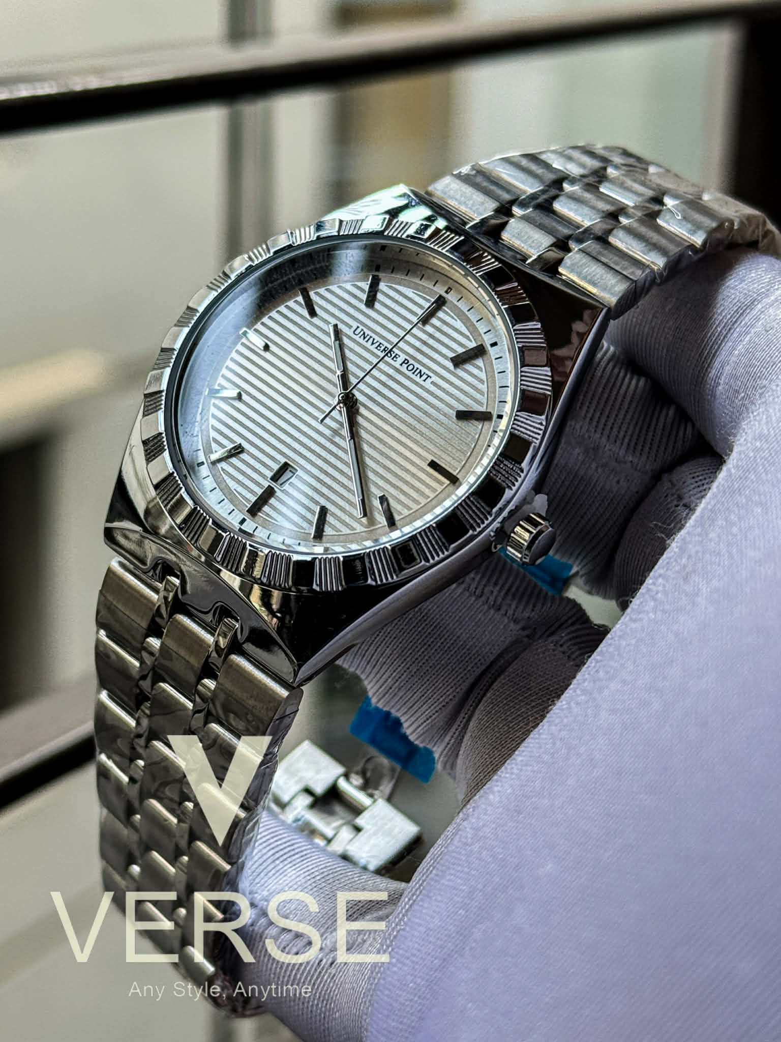 UNIVERSE POINT Overseas - Silver Chain Axis White Dial | UP1988-2609