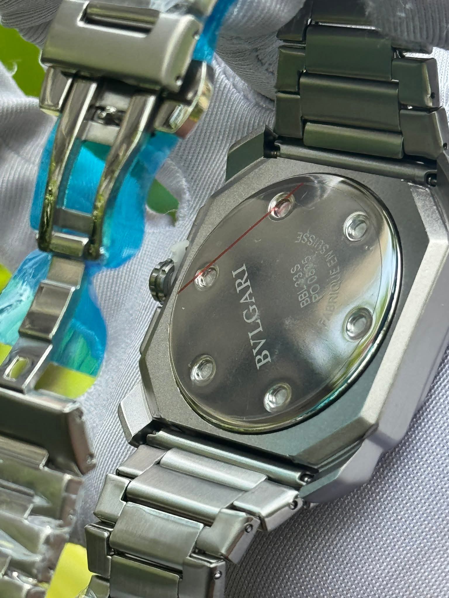 Bvlgari Octo Finissimo Chronograph Matte Silver Chain Black Dial AA