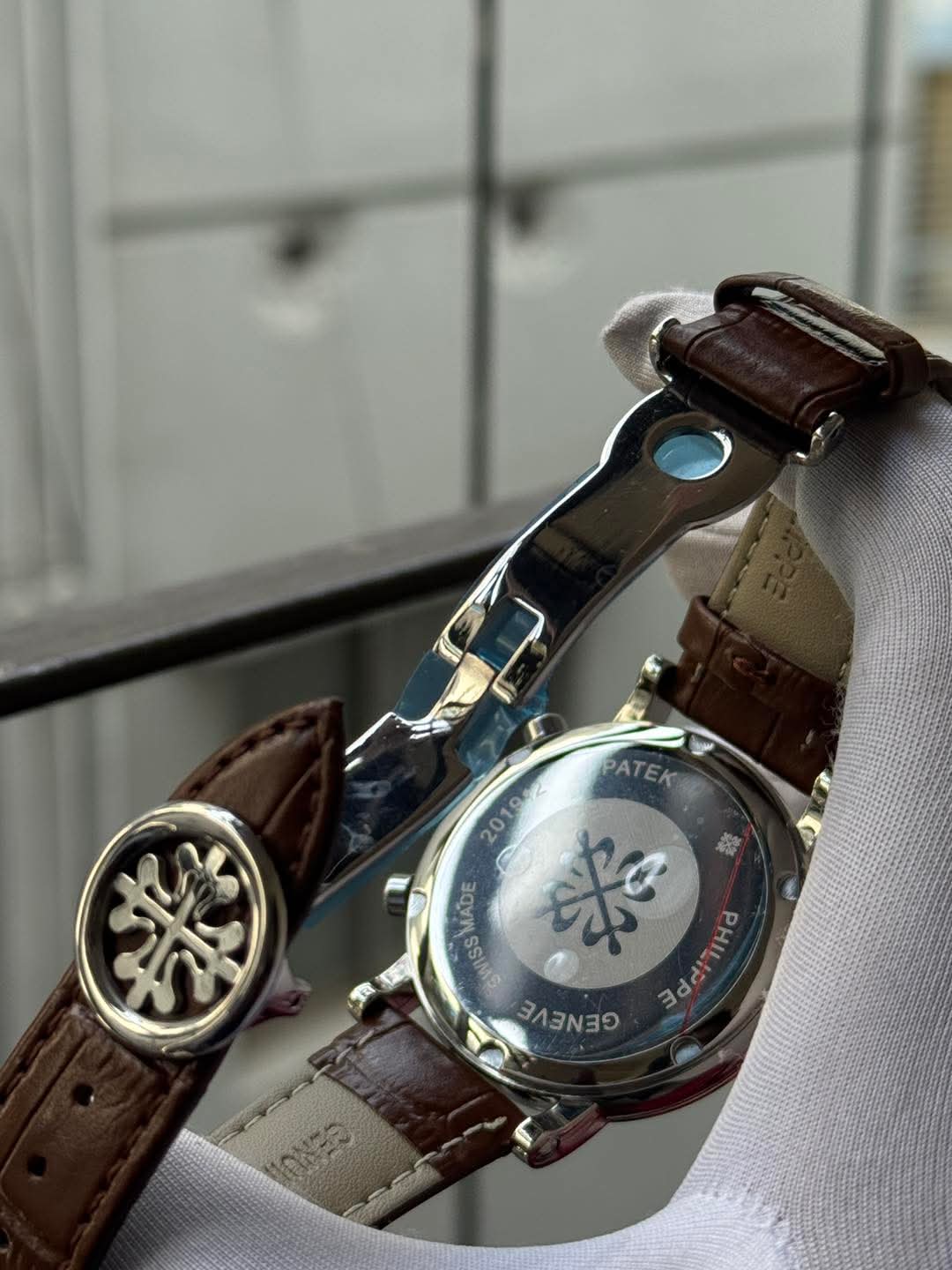 Patek Philippe Chronograph Moonphase Brown Belt Spider White Dial AA
