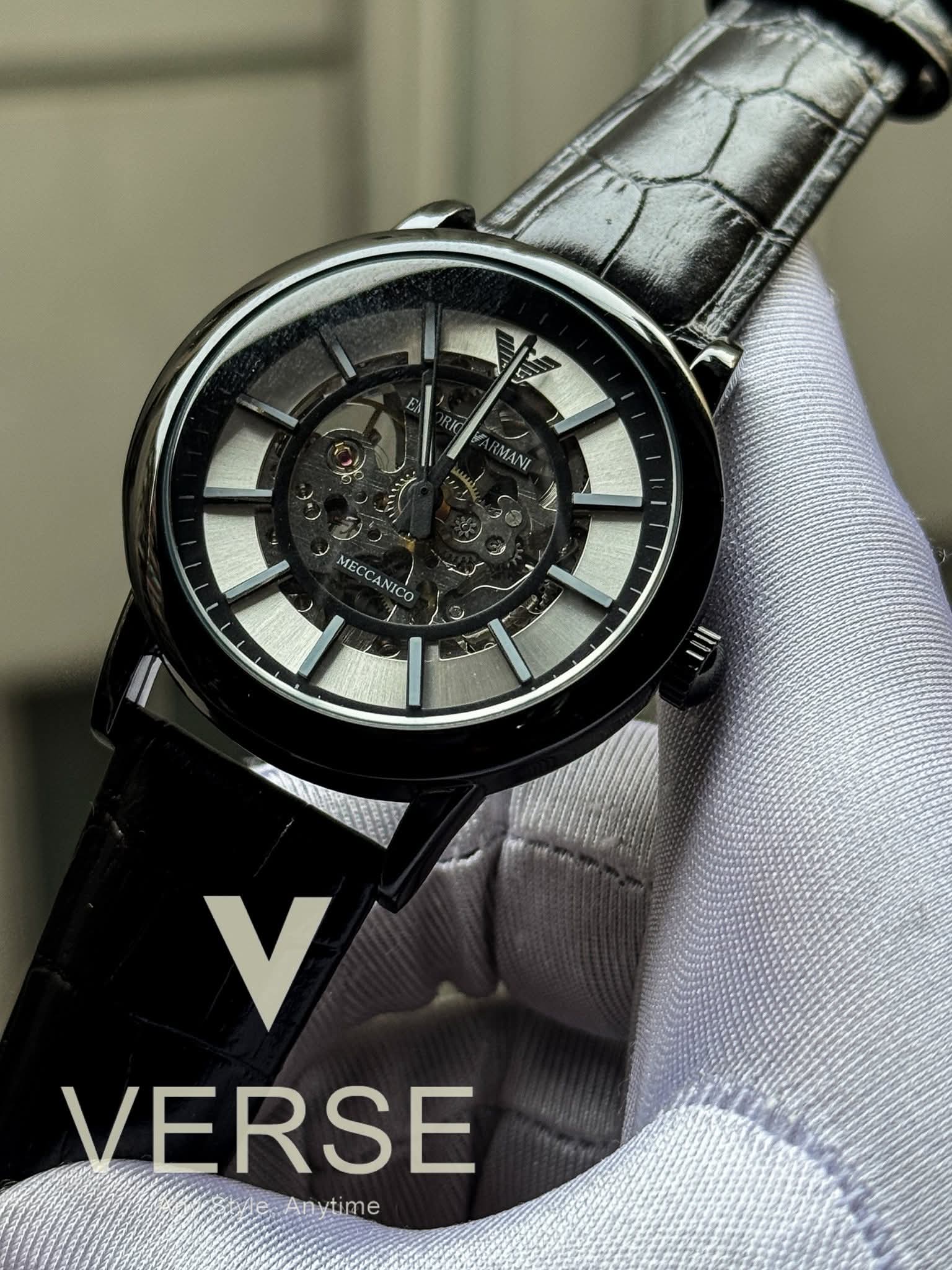 Armani Automatic Oval Black-Silver Dial AA