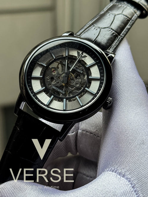 Armani Automatic Oval Black-Silver Dial AA