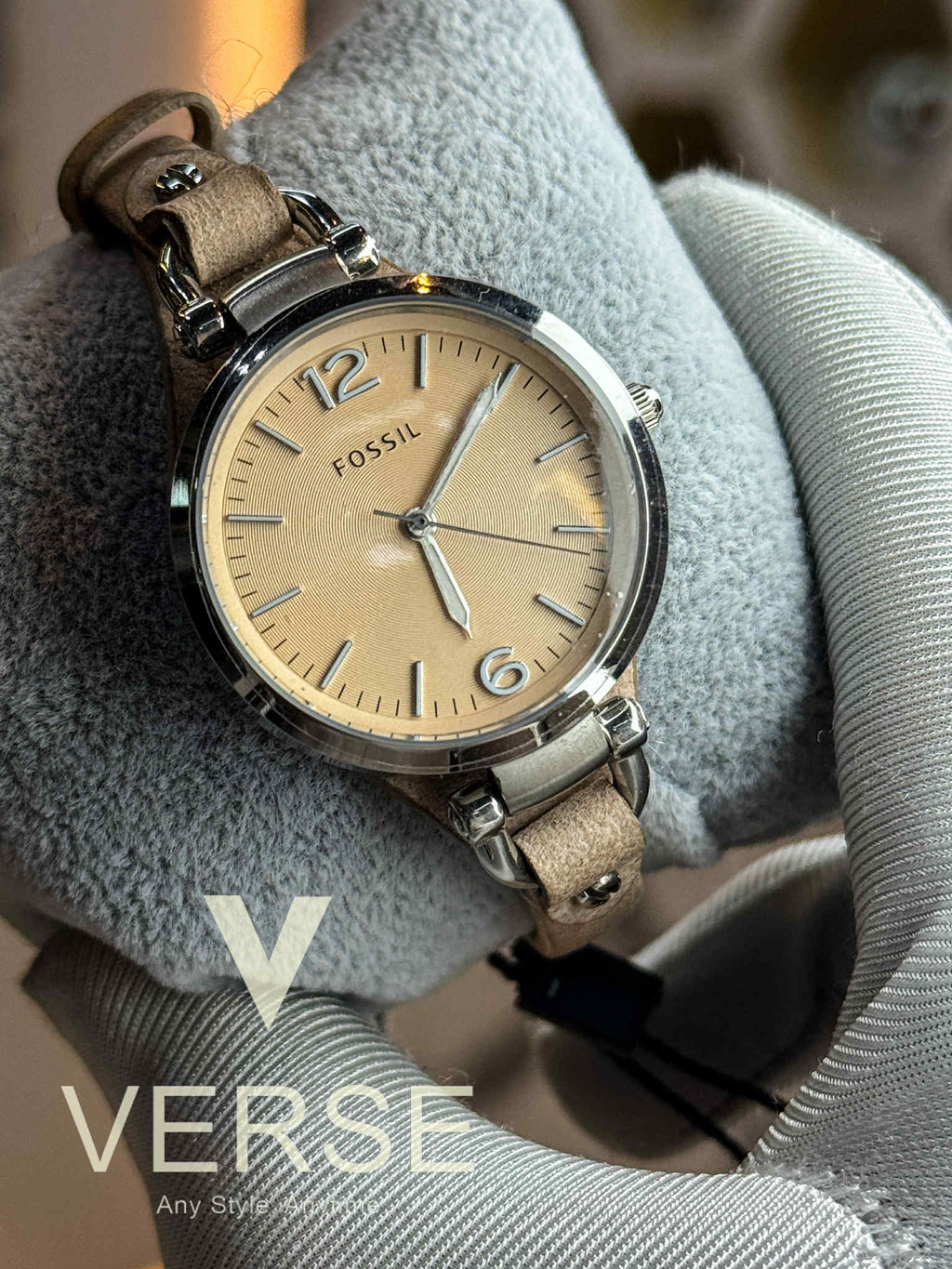 Fossil ES2830 Women’s Stainless Steel Watch with Beige Dial & Sand-Tan Leather Strap| Fossil ES2830