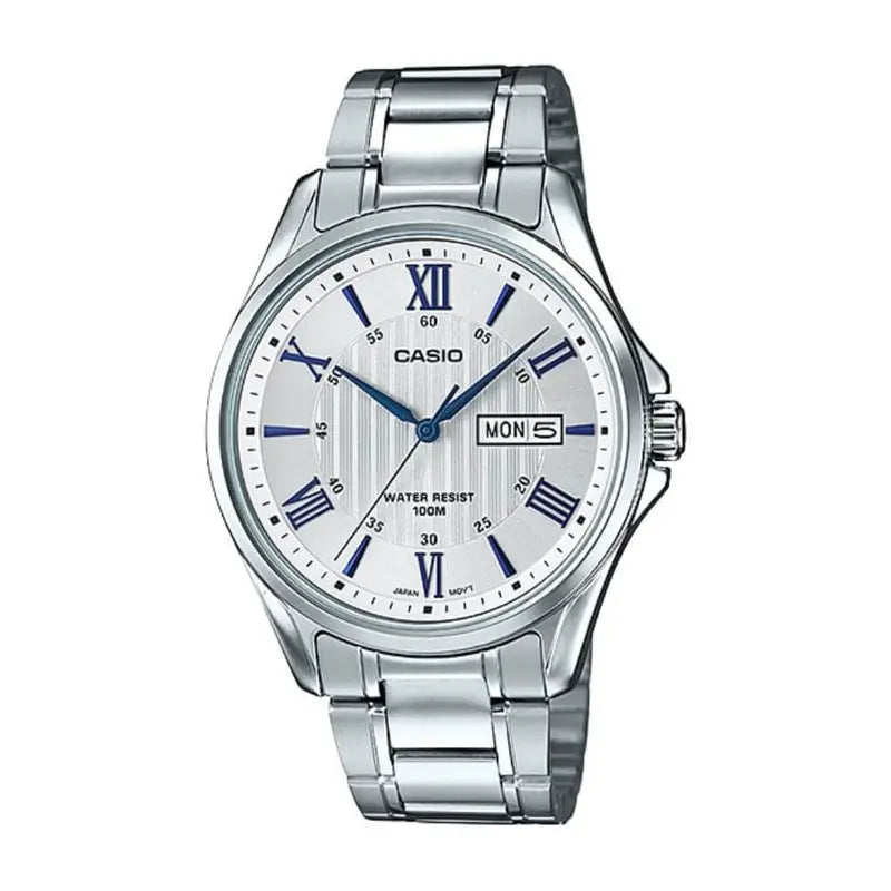 Casio MTP-1384D-7A2VDF White Dial Day-Date Men's Stainless Steel Watch | Casio MTP-1384D-7A2VDF