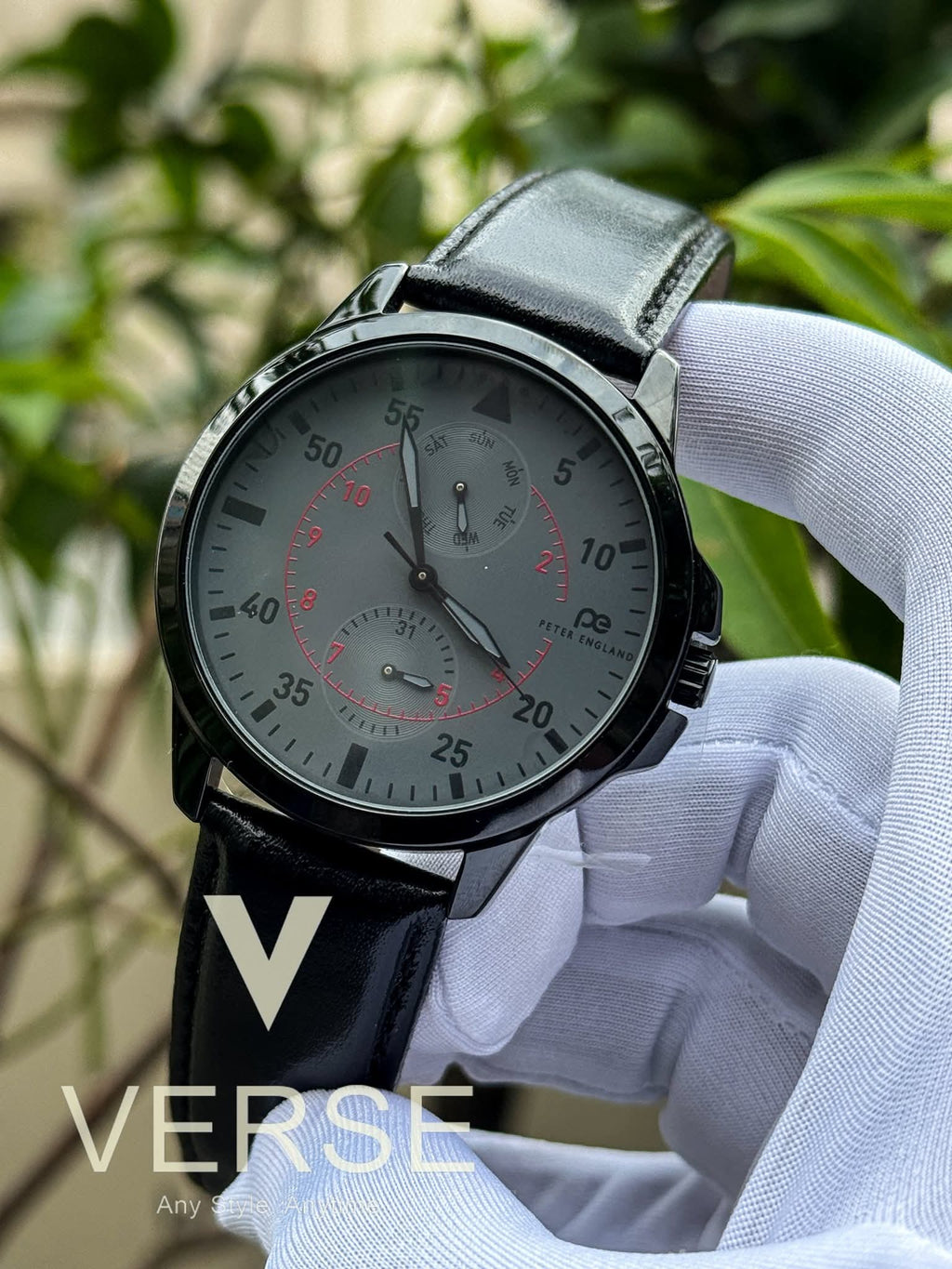 Peter England PE000065D 2024 Edition Men’s Analog Watch Grey Dial, Black Leather Strap| Peter England PE000065D