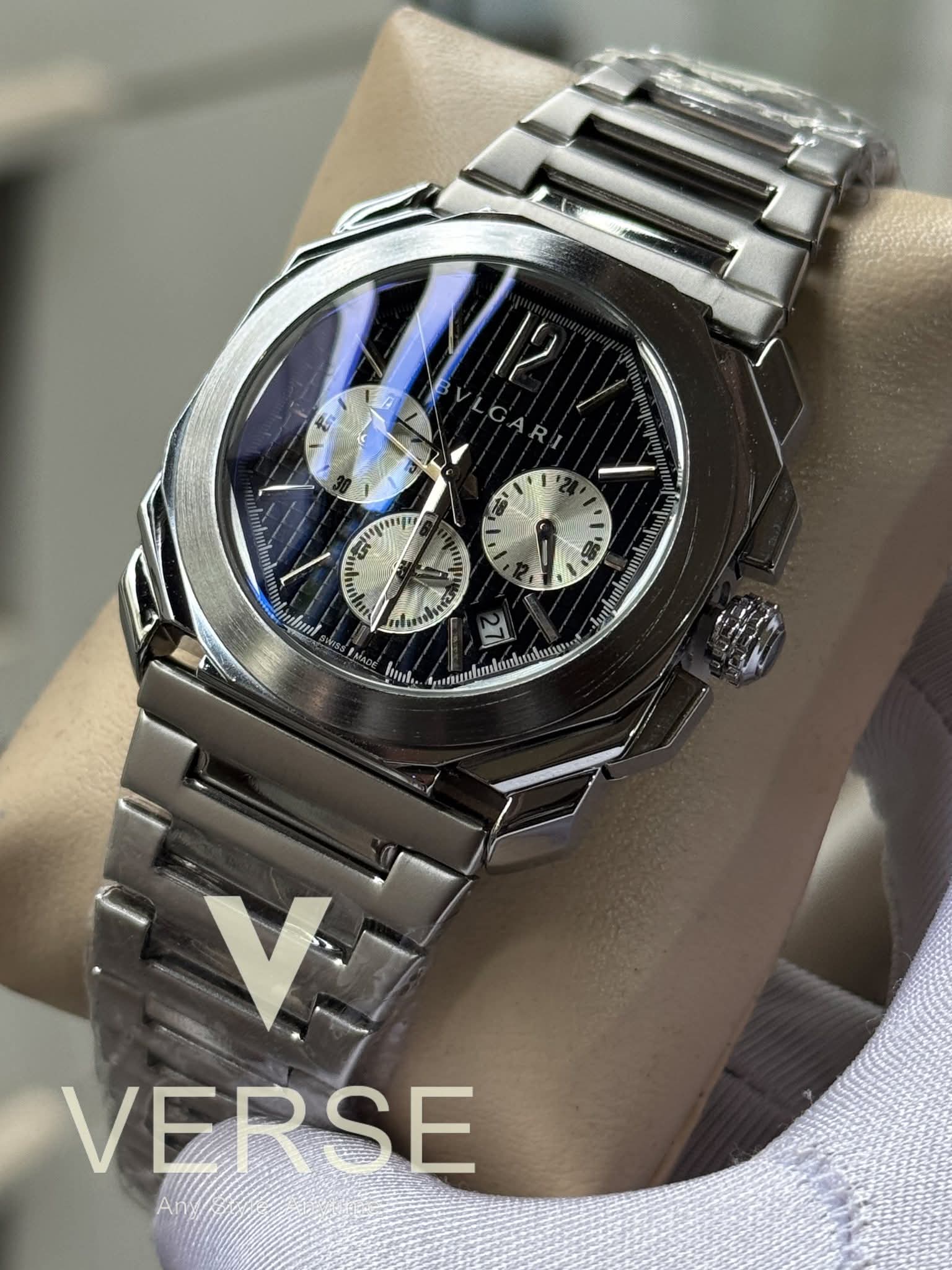 BVLGARI Octo Finissimo Chronograph Black Dial White Sub AA