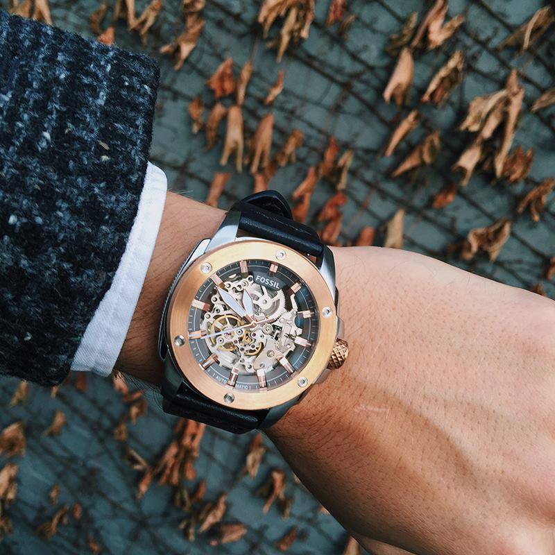 Fossil ME3082 Modern Machine Automatic Black Leather Men’s Watch| Fossil ME3082