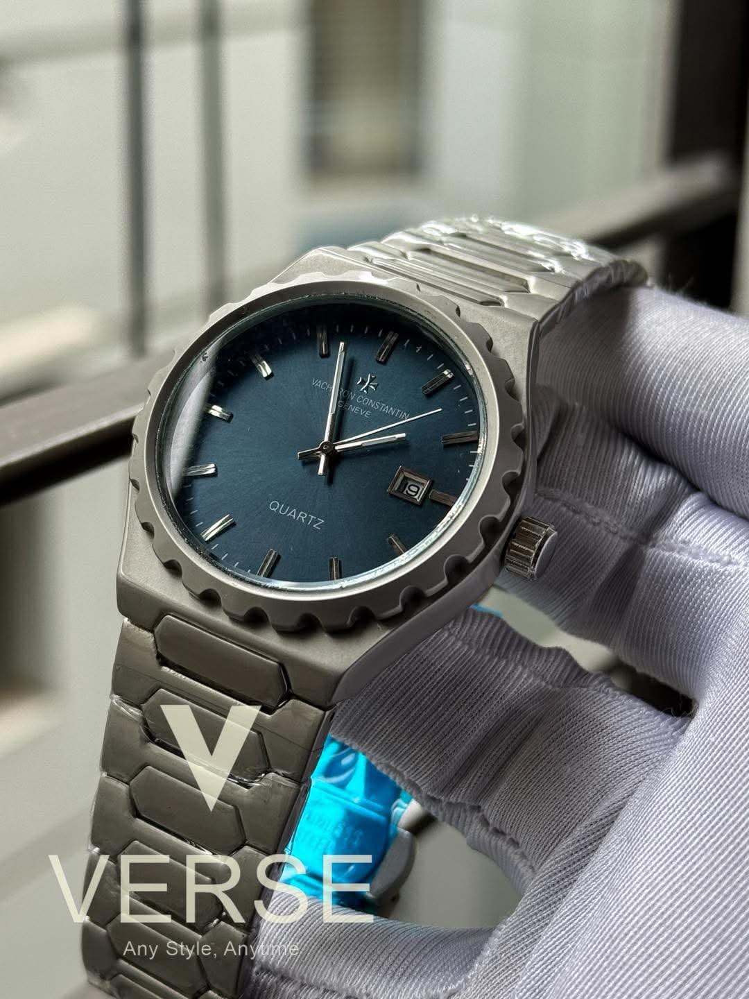 Vacheron Constantine Quartz Silver Chain Blue Dial AA