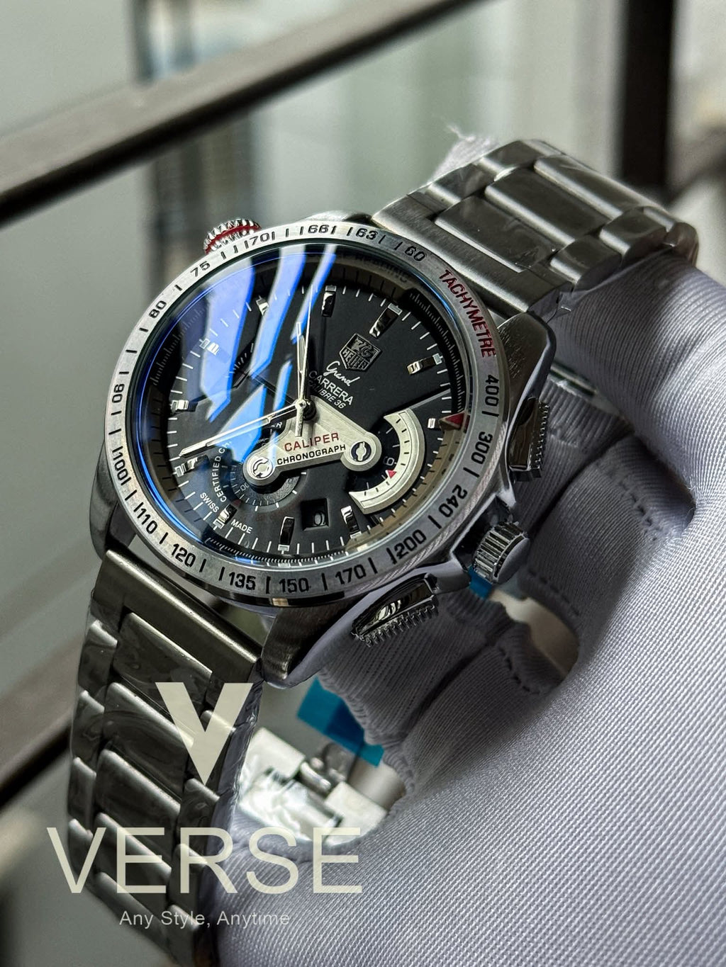 TAGHEUER Calibre 36 Silver Chain Black Dial AA