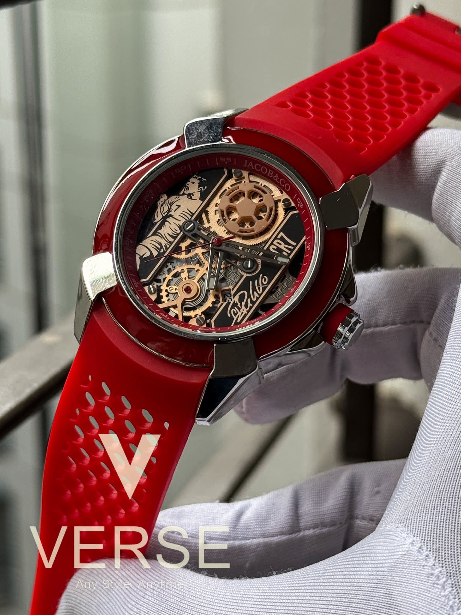 JACOB & CO CR7 Red Belt Silver Case Quartz AA