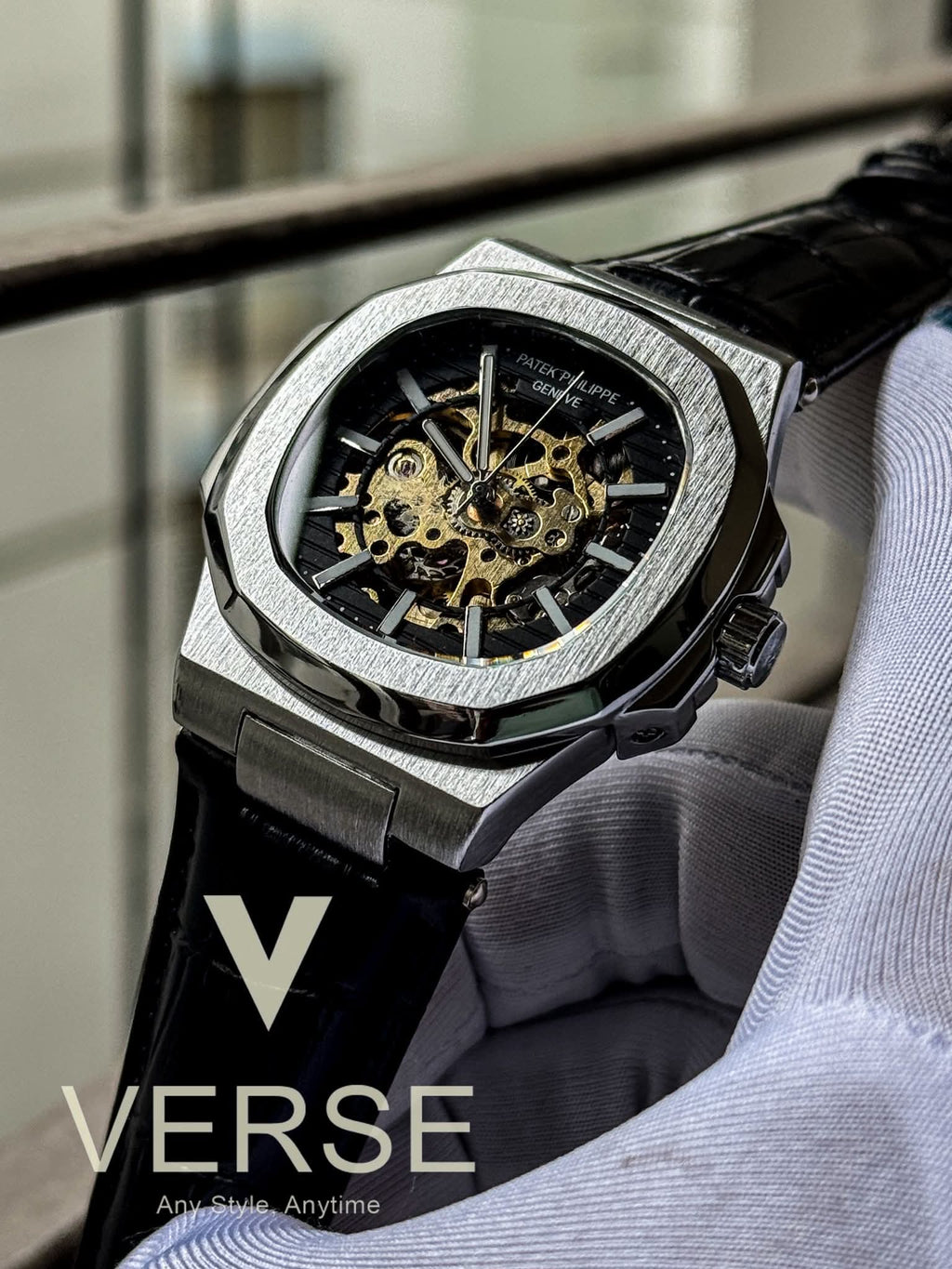 Patek Philippe Nautilus  Automatic Black Belt Black Dial AA