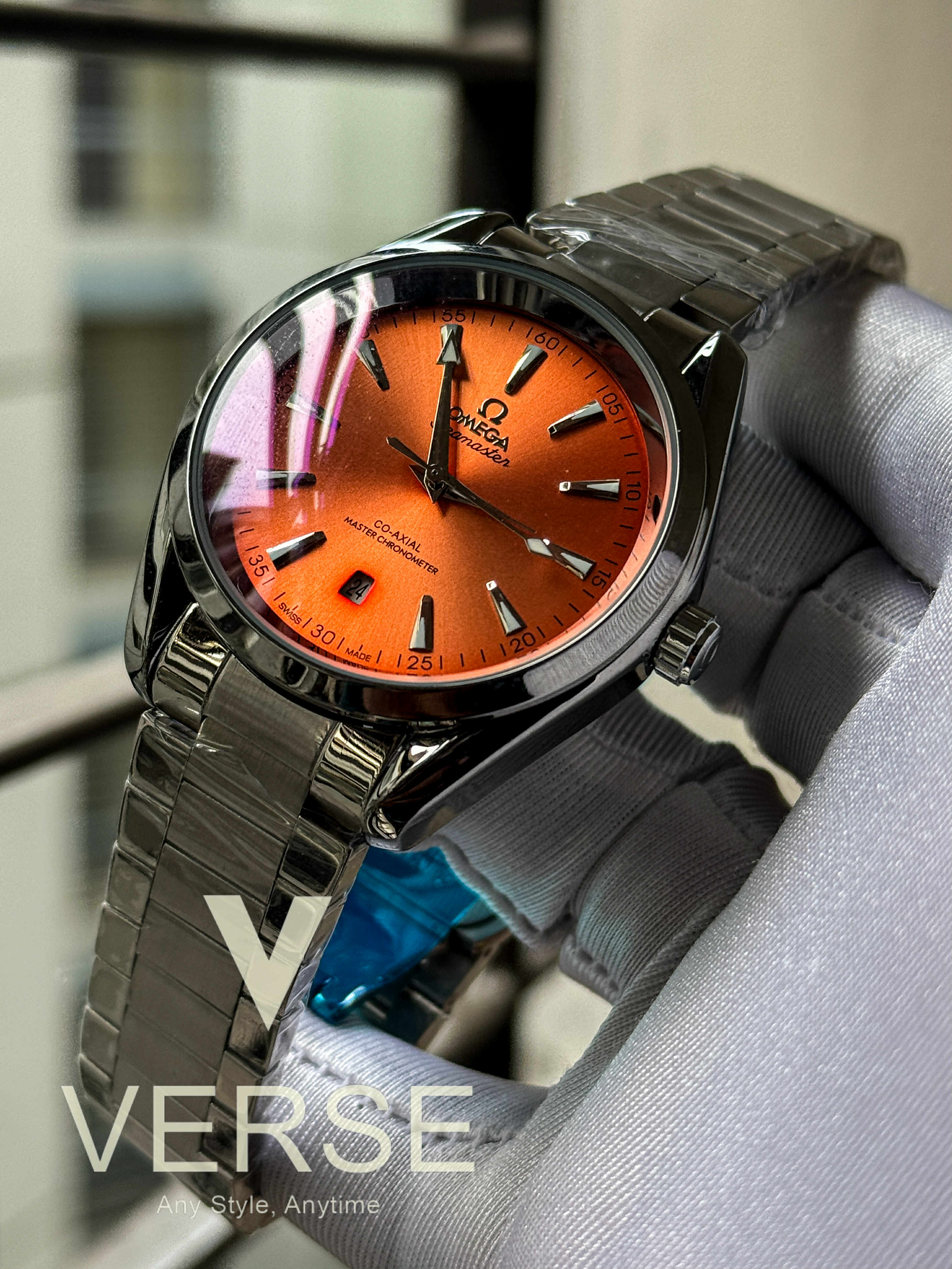 Omega Seamaster AquaTerra Automatic Sunburst Saffron Orange Dial AA
