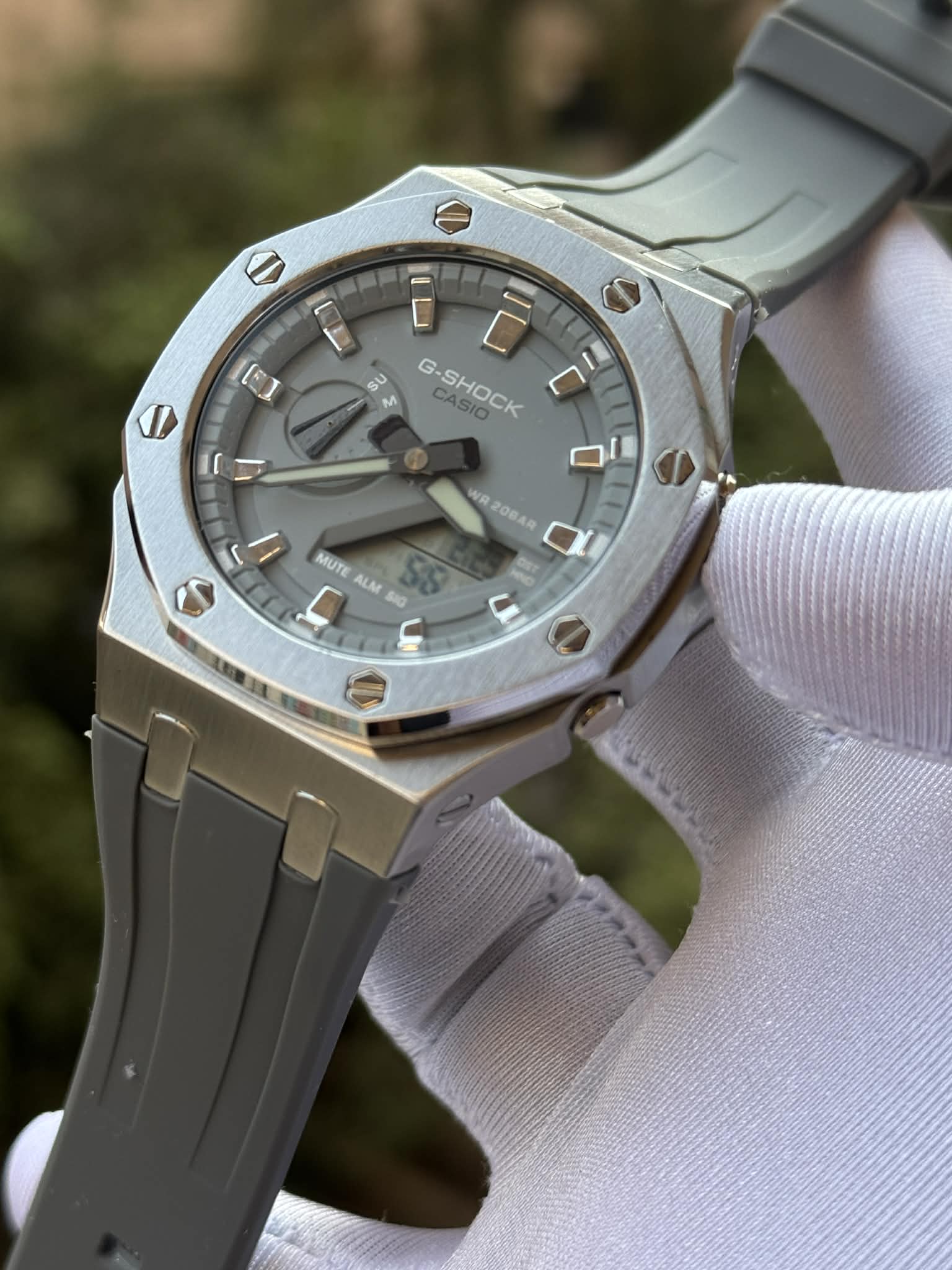 Casio G-Shock GA-2100 "CasiOak" Modded Grey Belt-Dial Triple A