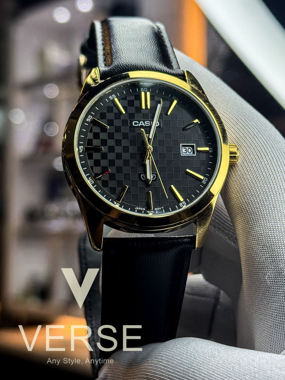 Casio MTP-VD03GL-1AUDF Men’s Gold-Tone Stainless Steel Watch with Black Dial & Leather Strap| Casio MTP-VD03GL-1AUDF