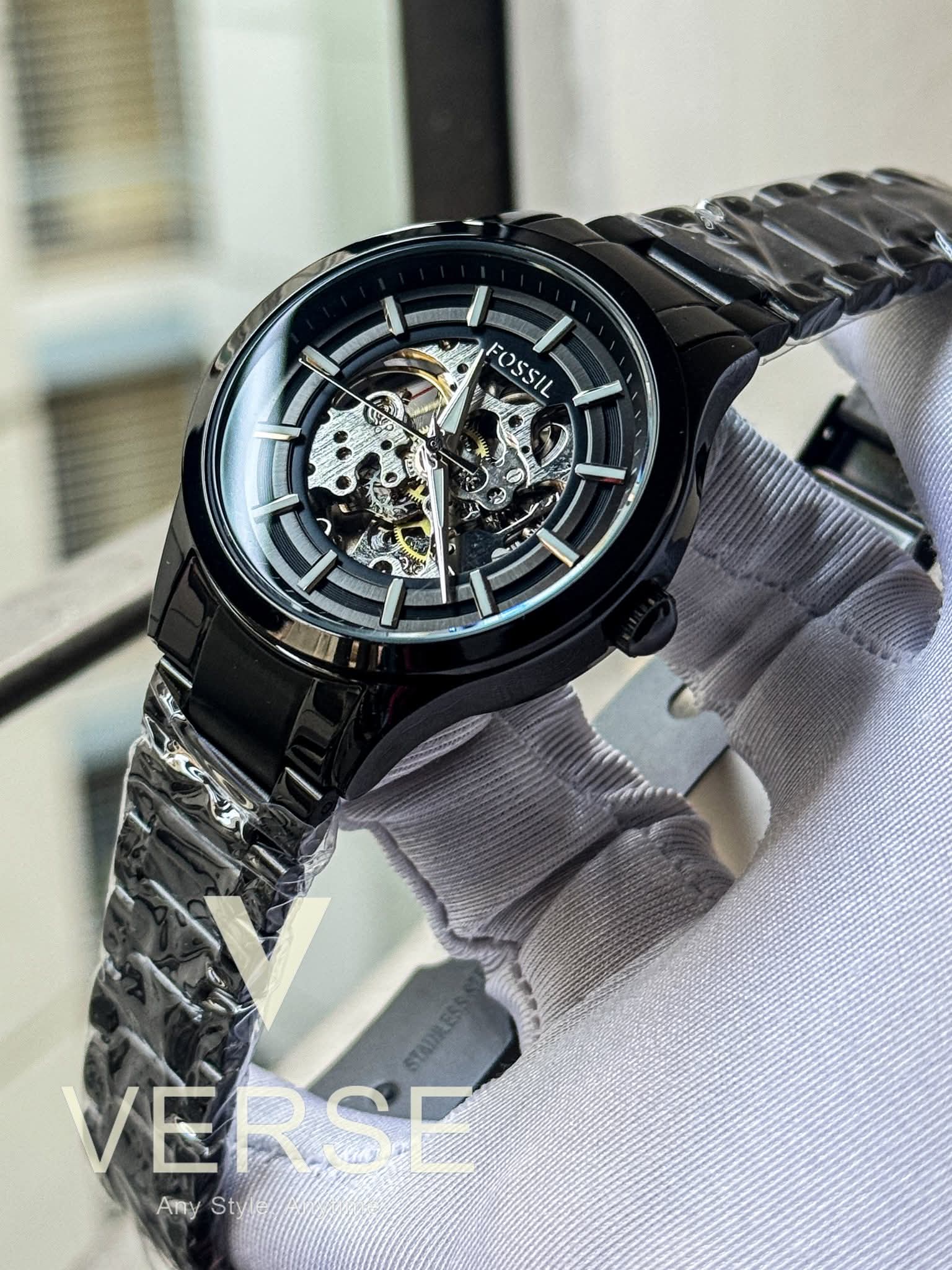 Fossil Automatic Black Chain Black Skeleton Dial AA