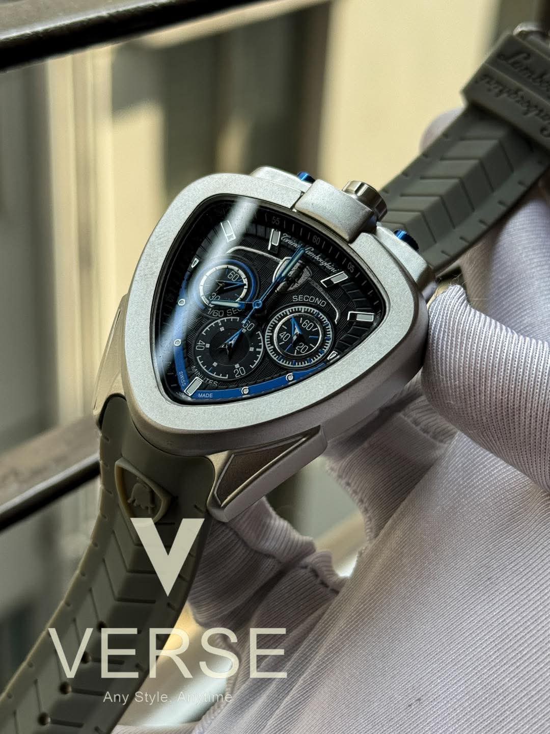 Tonino Lamborghini Chronograph Grey Belt Blue Hands AA