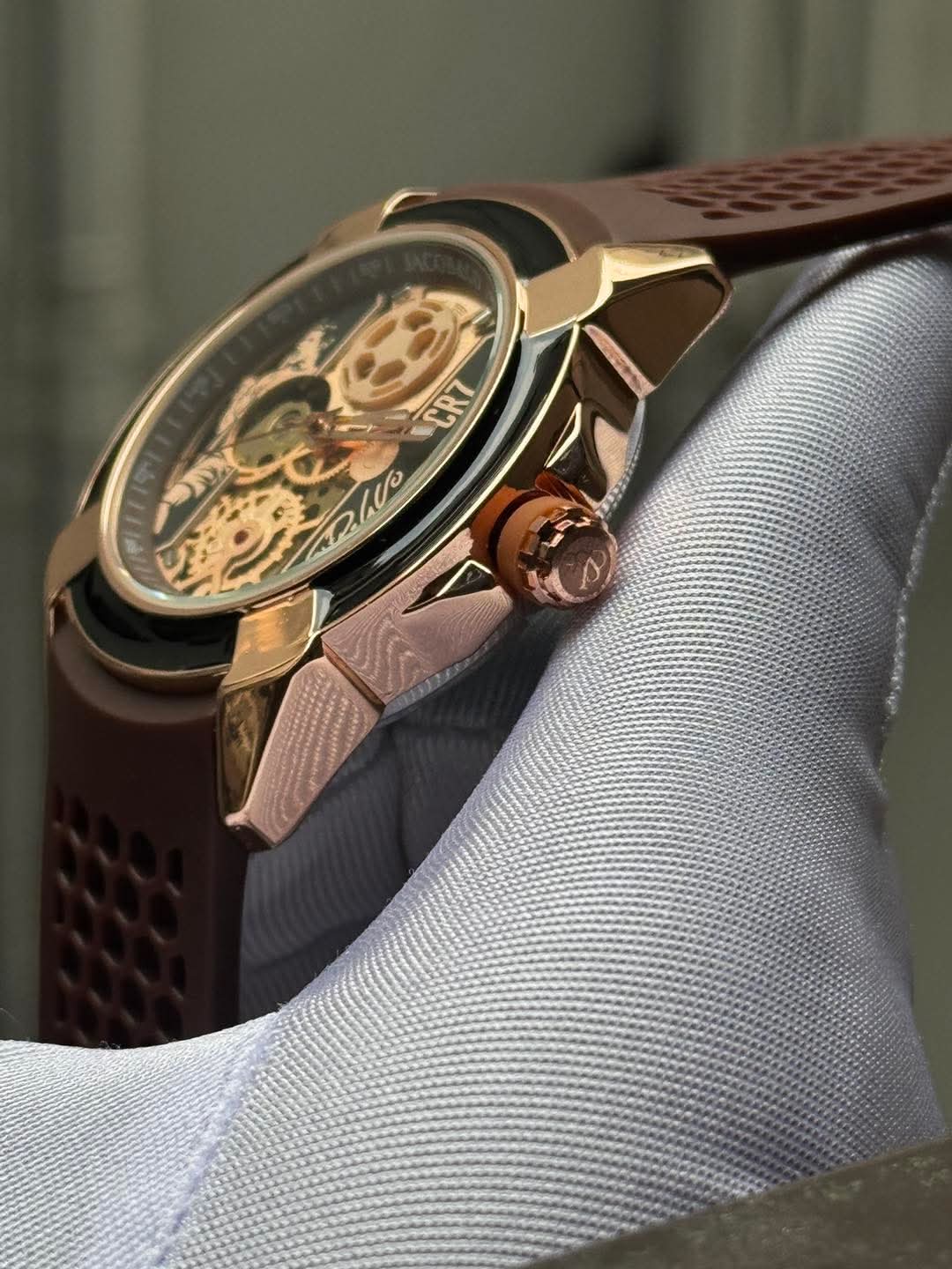 JACOB & CO CR7 Automatic Brown Belt Rose Gold Case AA