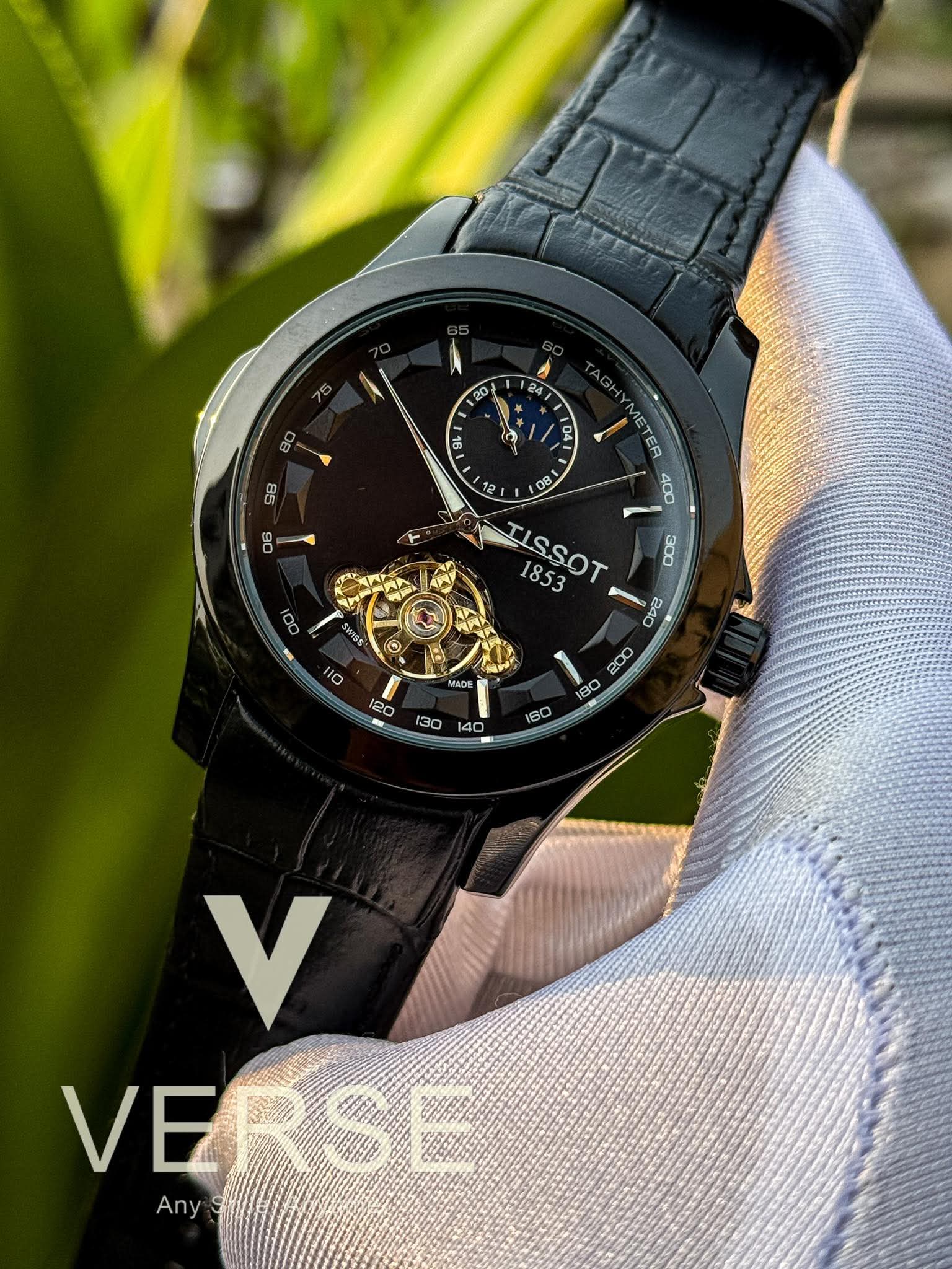 Tissot Automatic Moonphase Black Belt Black Dial AA