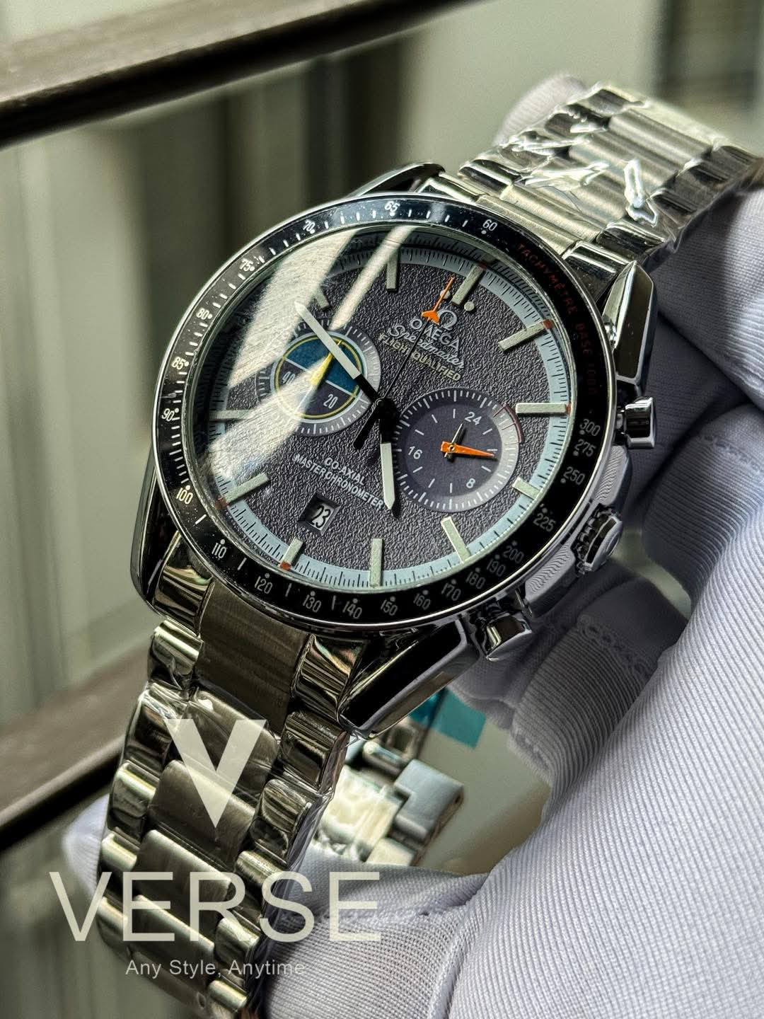 Omega Speedmaster Pilot Silver Chain Blue Dial AA
