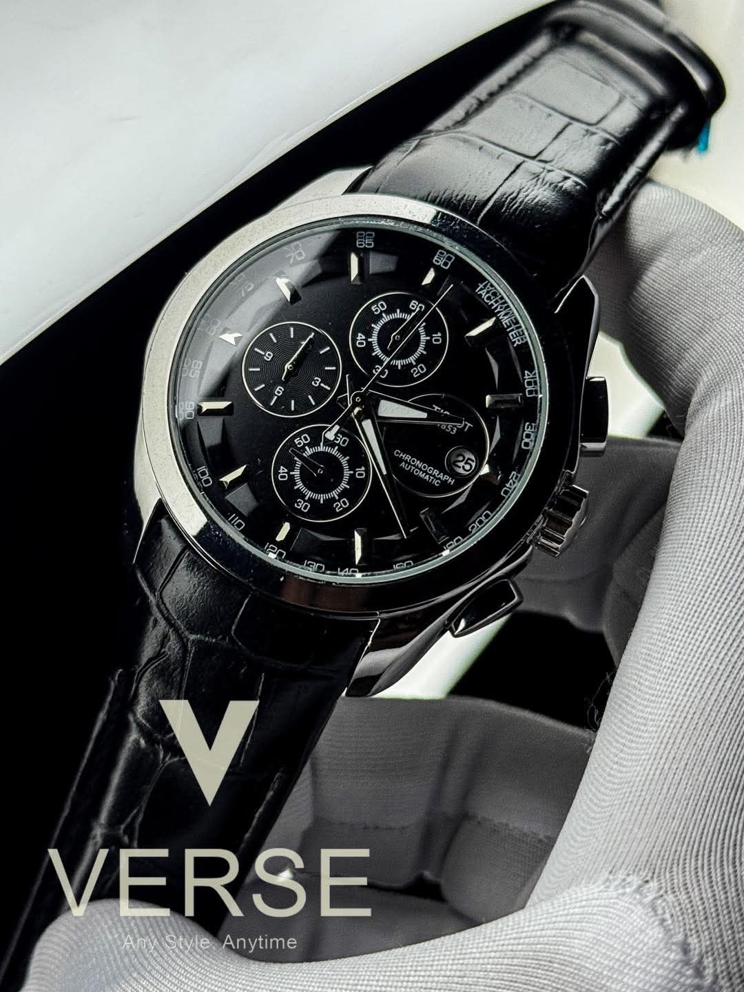 Tissot Couturier Chronograph Black Belt Black Dial AA