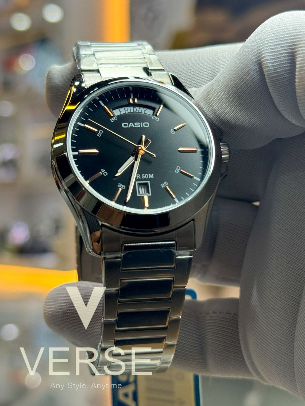 Casio MTP-1370D-1A2VDF Men’s Silver Stainless Steel Watch with Black Dial| Casio MTP-1370D-1A2VDF