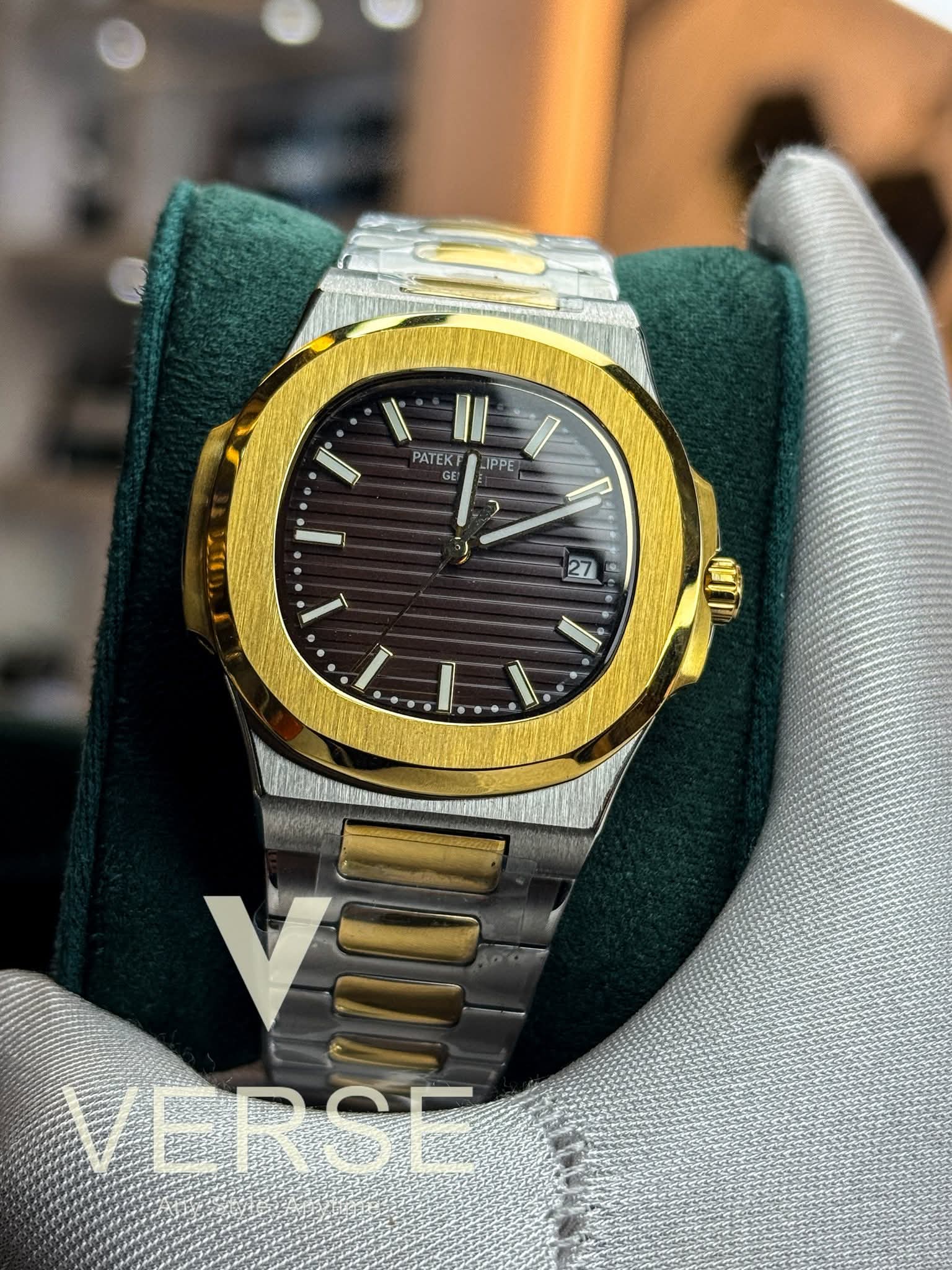 Patek Philippe Nautilus Automatic Two-Tone Yellow Gold - Brown Dial Triple A