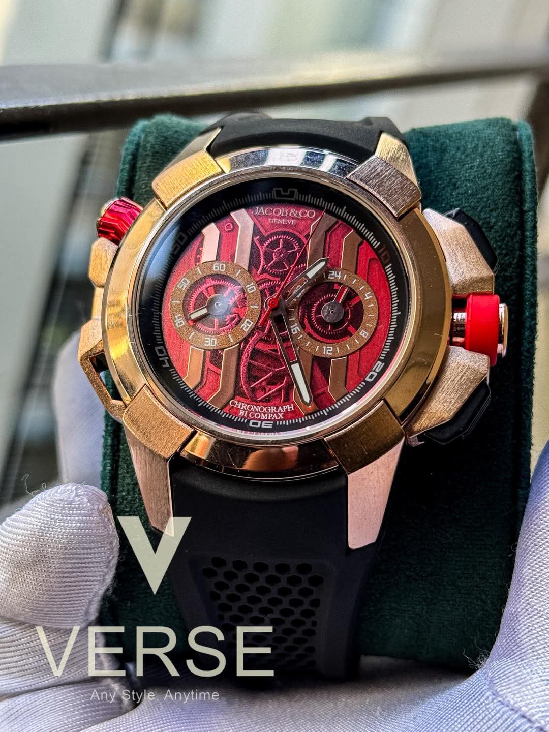JACOB & CO EPICxCHRONO Red Dial Rose Gold Case AA