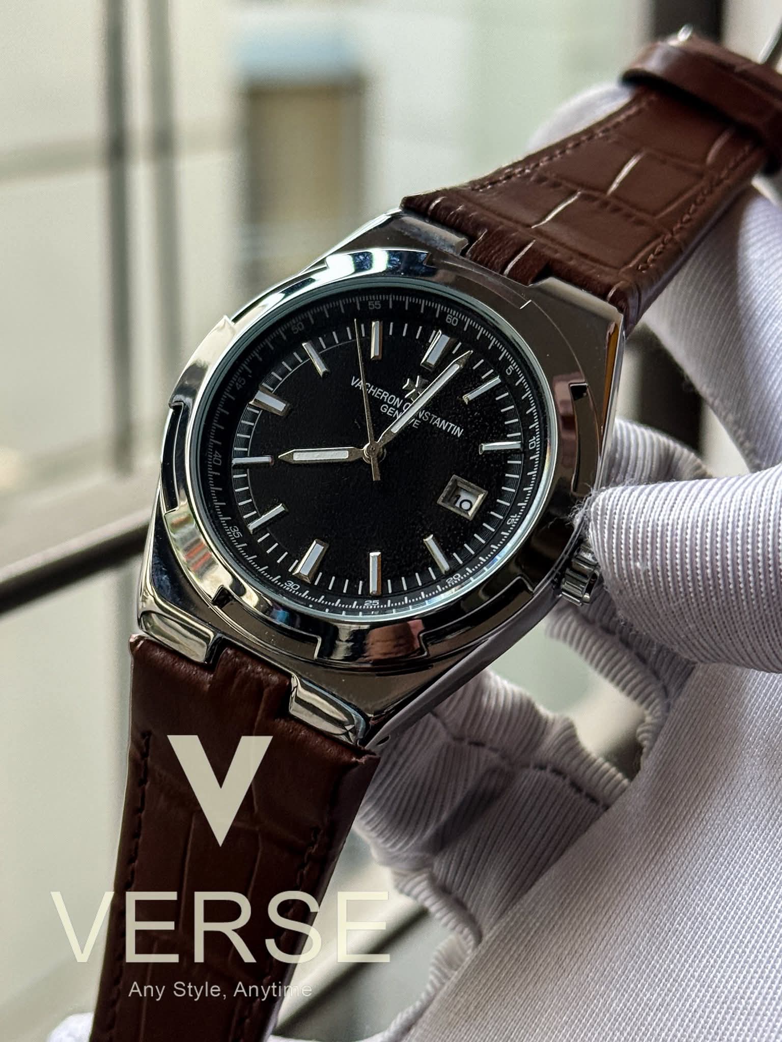 Vacheron Constantin Overseas Quartz Brown Belt Black Dial AA