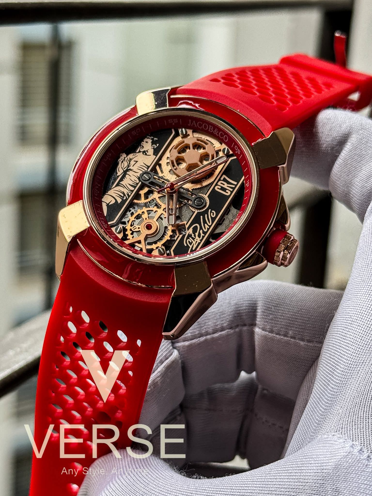 JACOB & CO CR7 Red Belt Rose Gold Case Quartz AA