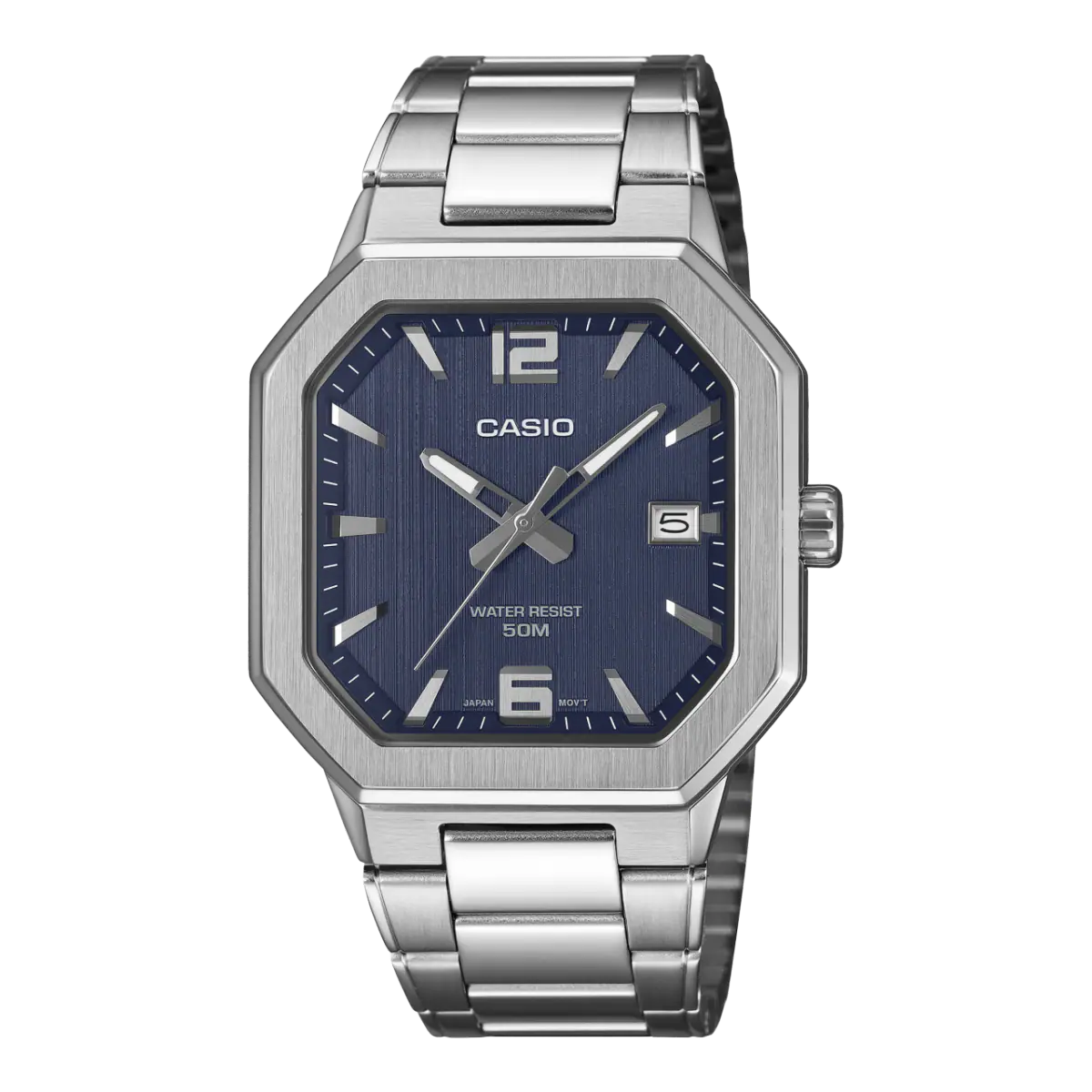 Casio MTP-B195D-2AV Octagonal Sport Blue Dial Men's Stainless Steel Watch | Casio MTP-B195D-2AV
