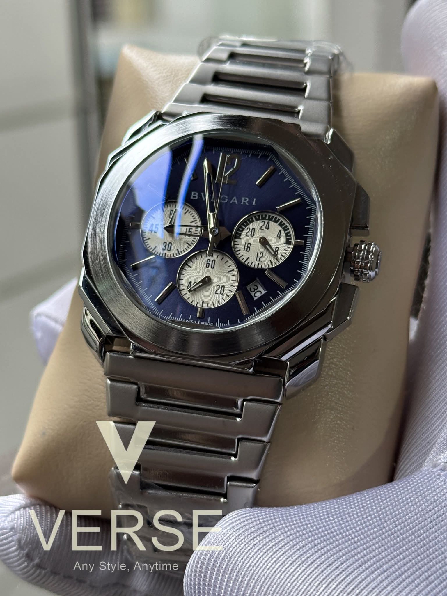 BVLGARI Octo Finissimo Chronograph Blue Dial White Sub AA