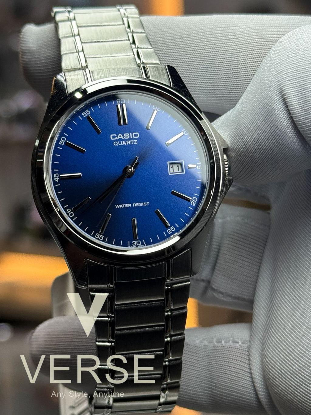 Casio MTP-1183A-2ADF Men’s Silver Stainless Steel Watch with Blue Dial| Casio MTP-1183A-2ADF