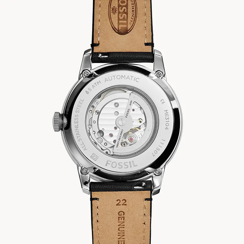 Fossil Townsman ME3104 Automatic White Dial Black Leather Men’s Watch| Fossil Townsman ME3104